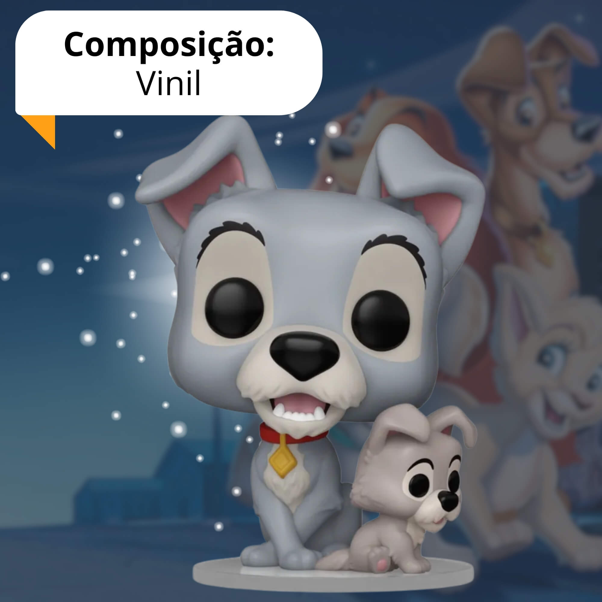 Boneco Funko Pop! Disney A Dama e o Vagabundo 70 anos - Vagabundo com Filhote Candide - 11981