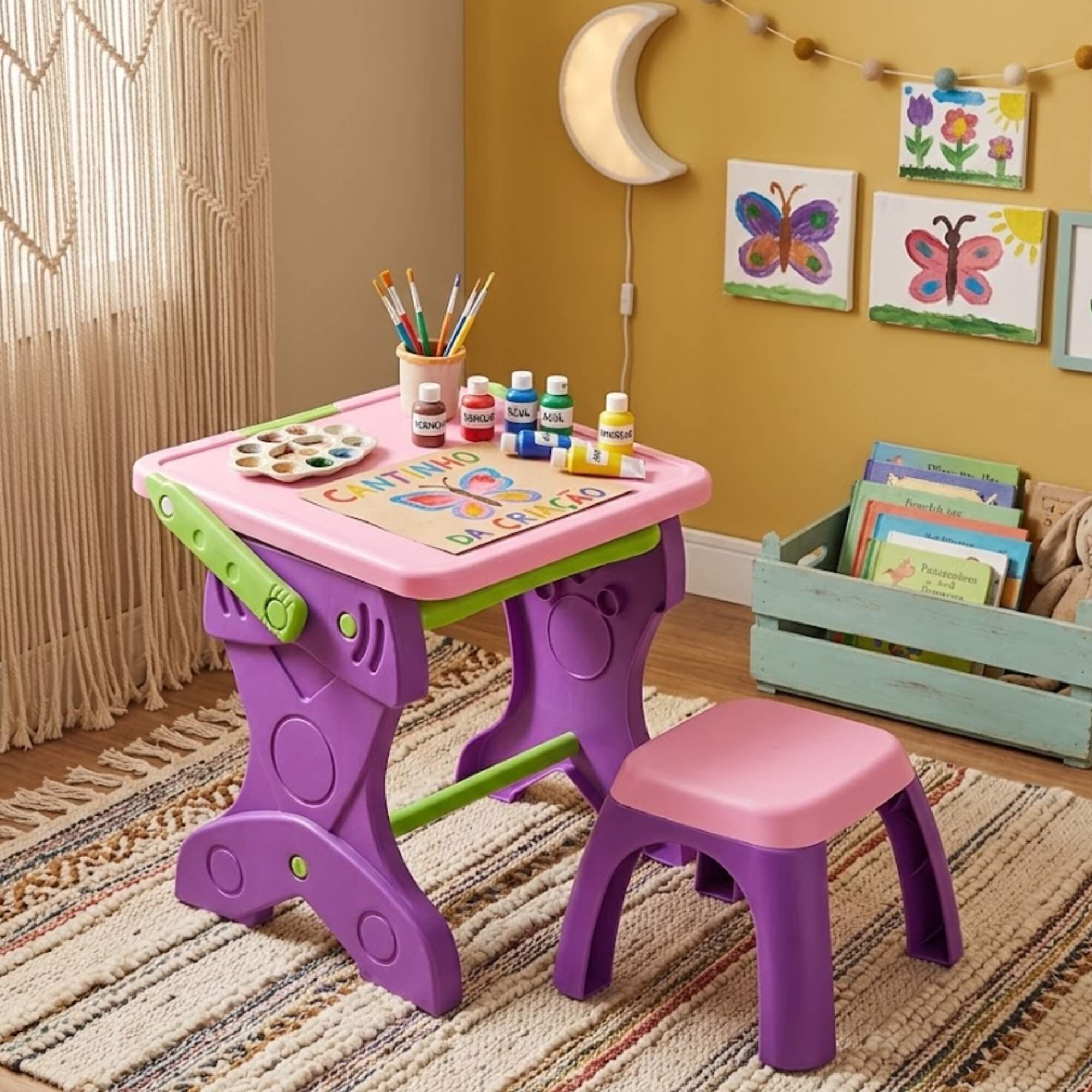 Mesa de Atividades Infantil c/ Banquinho Play e Learn Multikids - BR1766