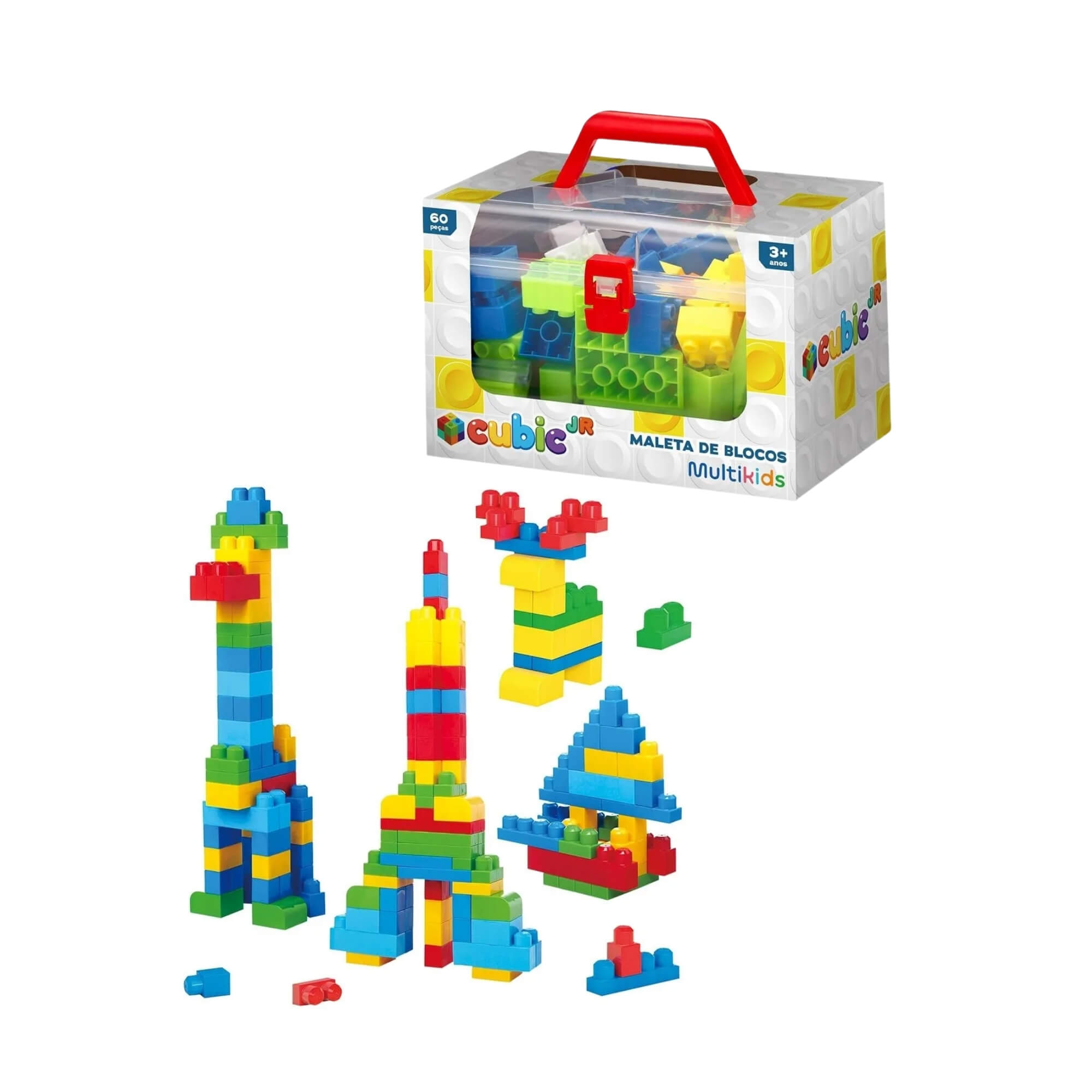 Maleta com Blocos Coloridos 60 Peças Cubic JR Multikids - BR2347