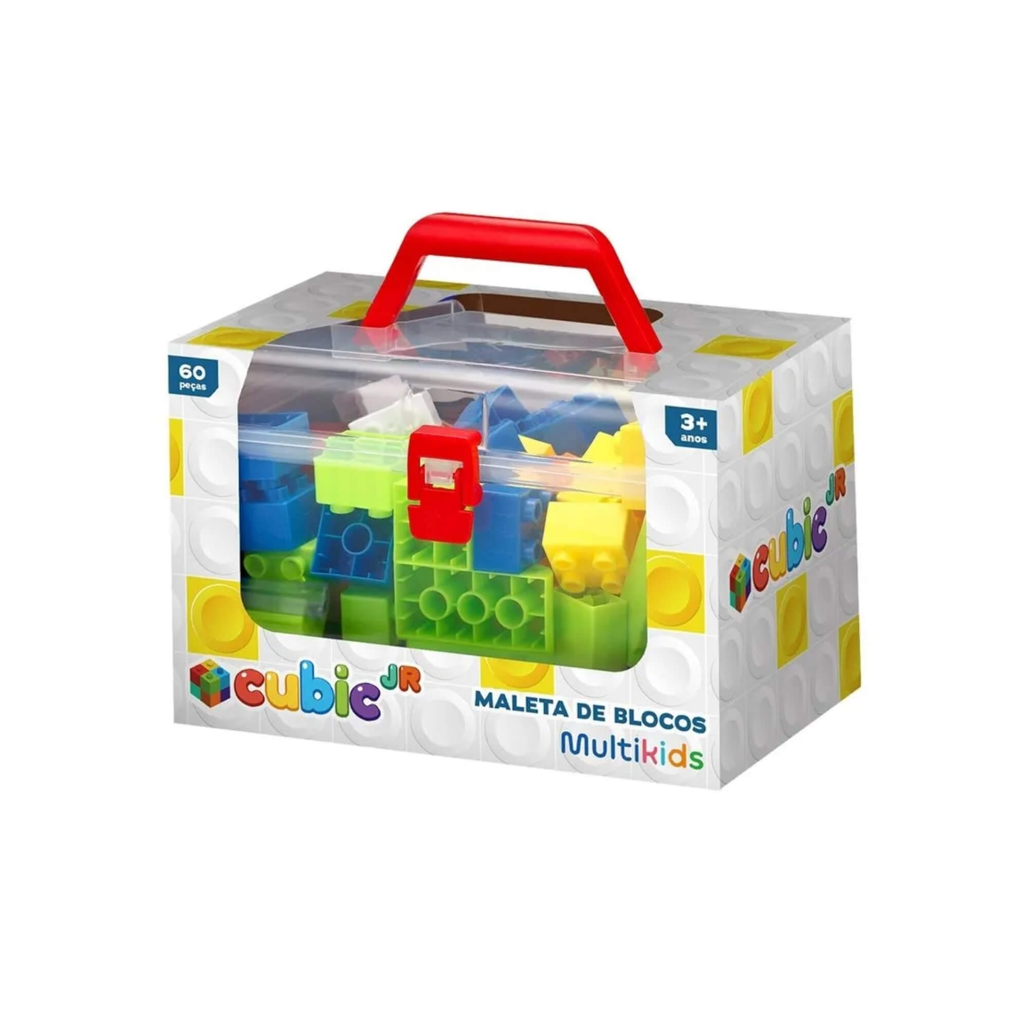 Maleta com Blocos Coloridos 60 Peças Cubic JR Multikids - BR2347
