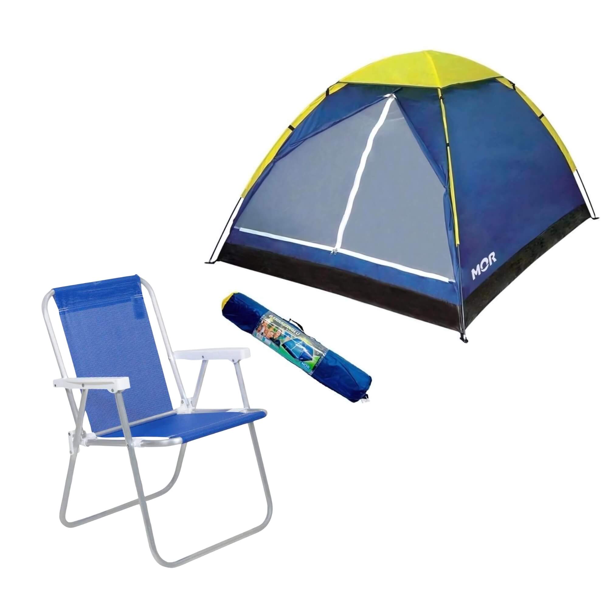 COMP Barraca Camping + Cadeira de Praia Acampamento Iglu Grande até 4 Pessoas MOR - BEL