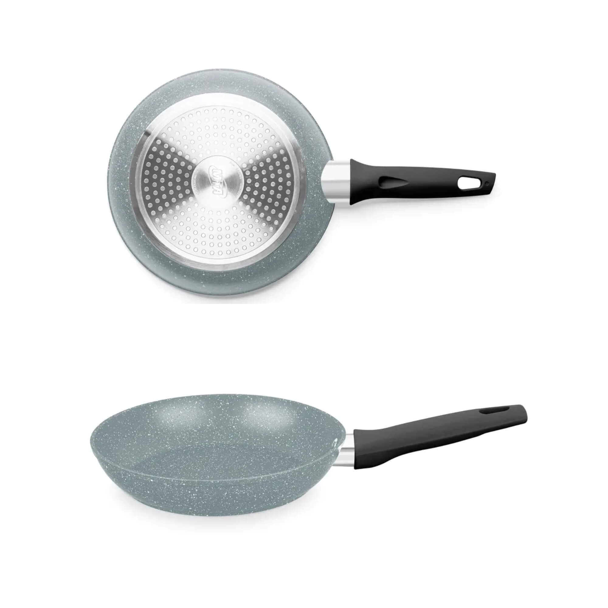 COMP Kit Jogo de Panelas Carmela Ceramic Flon Cinza + Espátula Escumadeira Concha Nylon - MTA