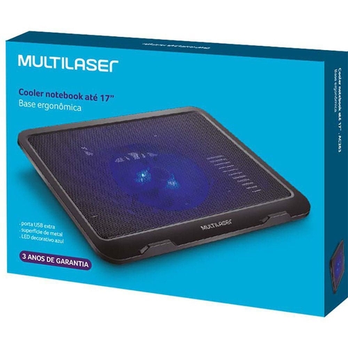 COMP Base para notebook Stand com Cooler 17' + Mouse Sem Fio Slim Box - Multilaser