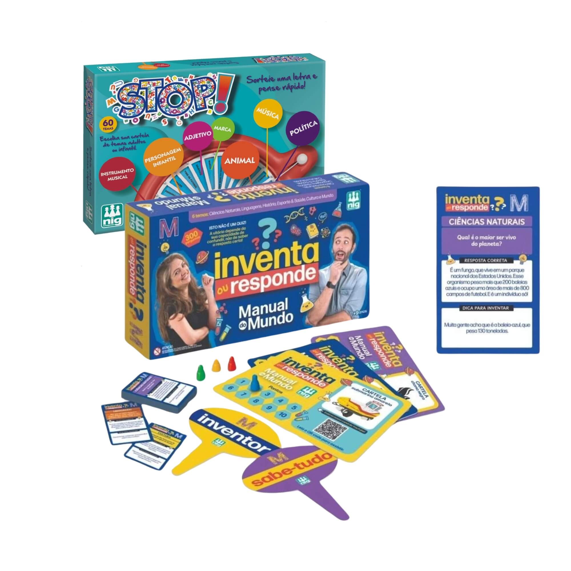 COMP Jogo Inventa ou Responde Manual do Mundo + Stop Infantil Comunicação - Nig Brinquedos
