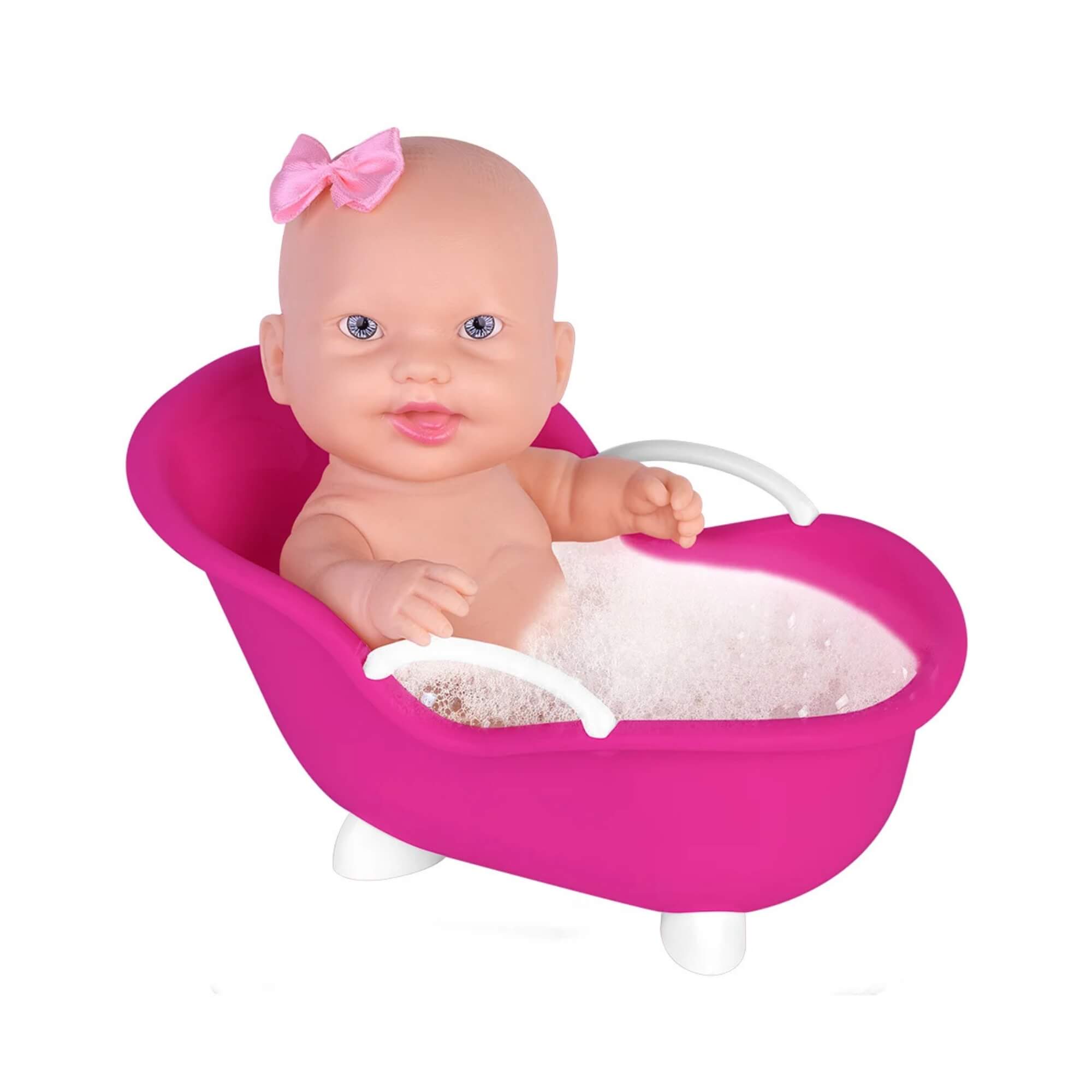 COMP Boneca Nenequinha com Banheira + Carrinho de Boneca Princesas Disney Faz de Conta