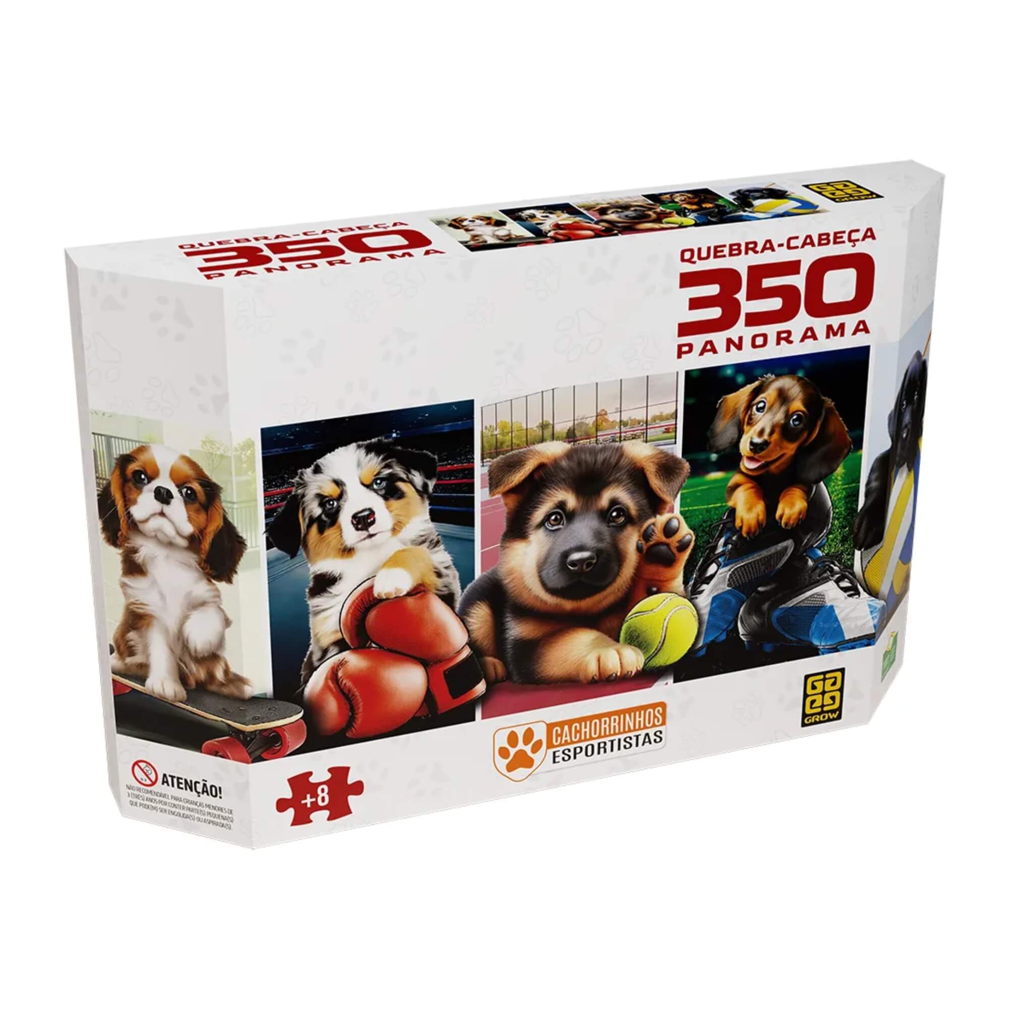 Quebra-cabeça 350 peças Panorama Cachorrinhos Esportistas Grow - 04849