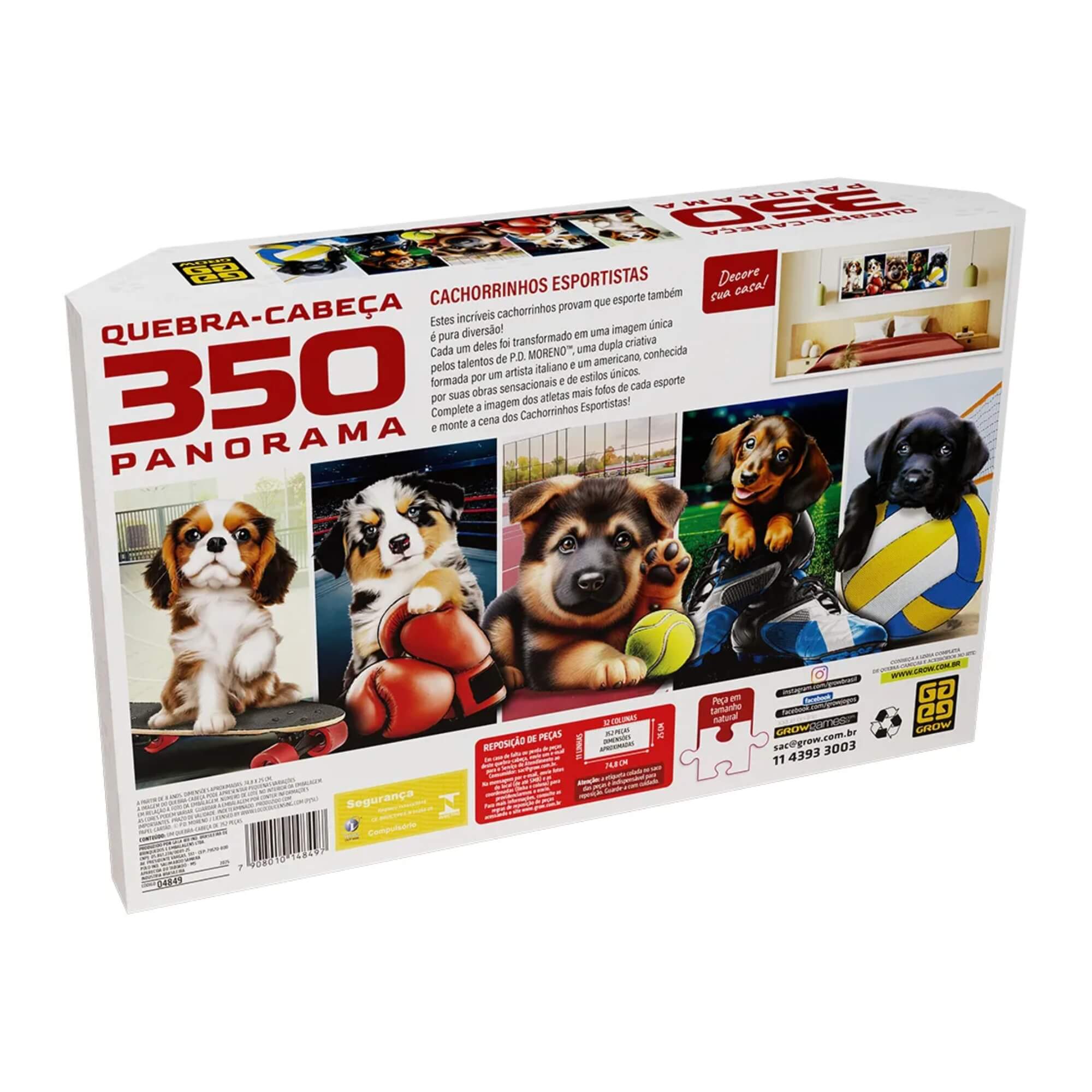 Quebra-cabeça 350 peças Panorama Cachorrinhos Esportistas Grow - 04849