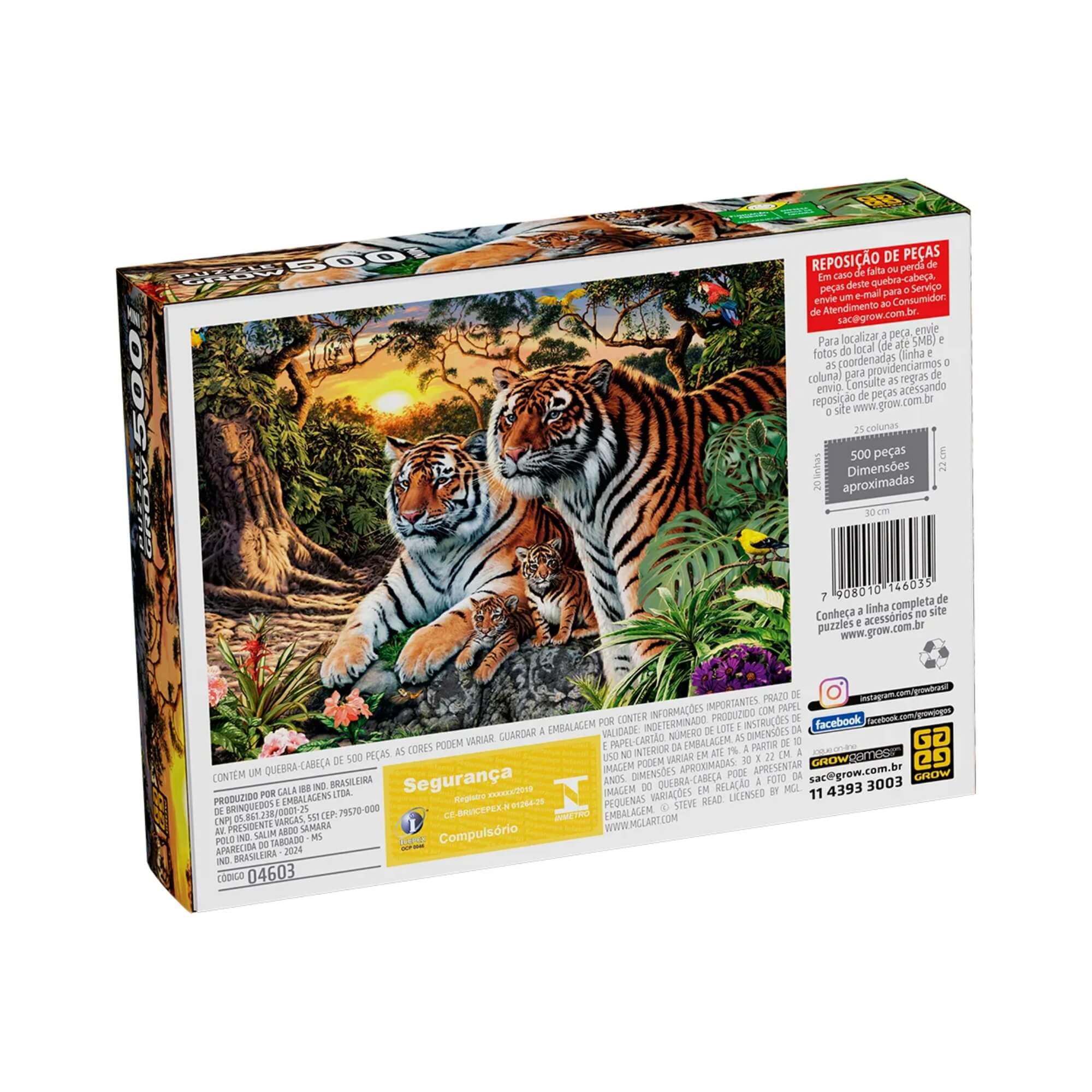 Mini Quebra-cabeça 500 peças Tigres Grow - 04603
