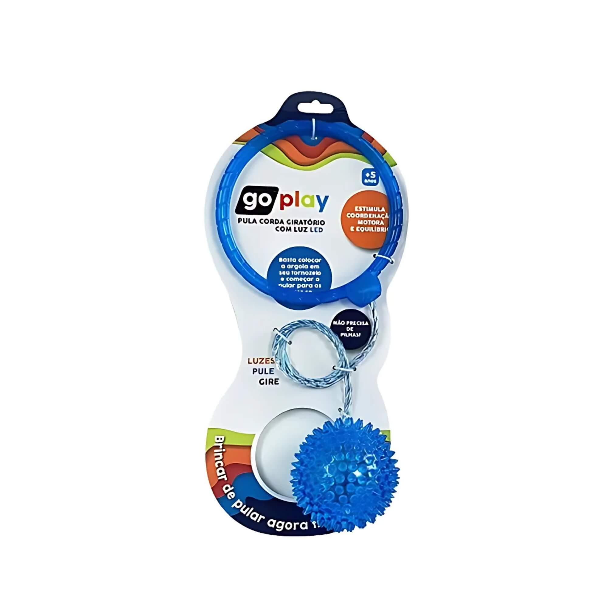 VAR Pula Corda Giratório com Luz de Led Go Play Spin Ball Multikids BR1207 Cores:Azul