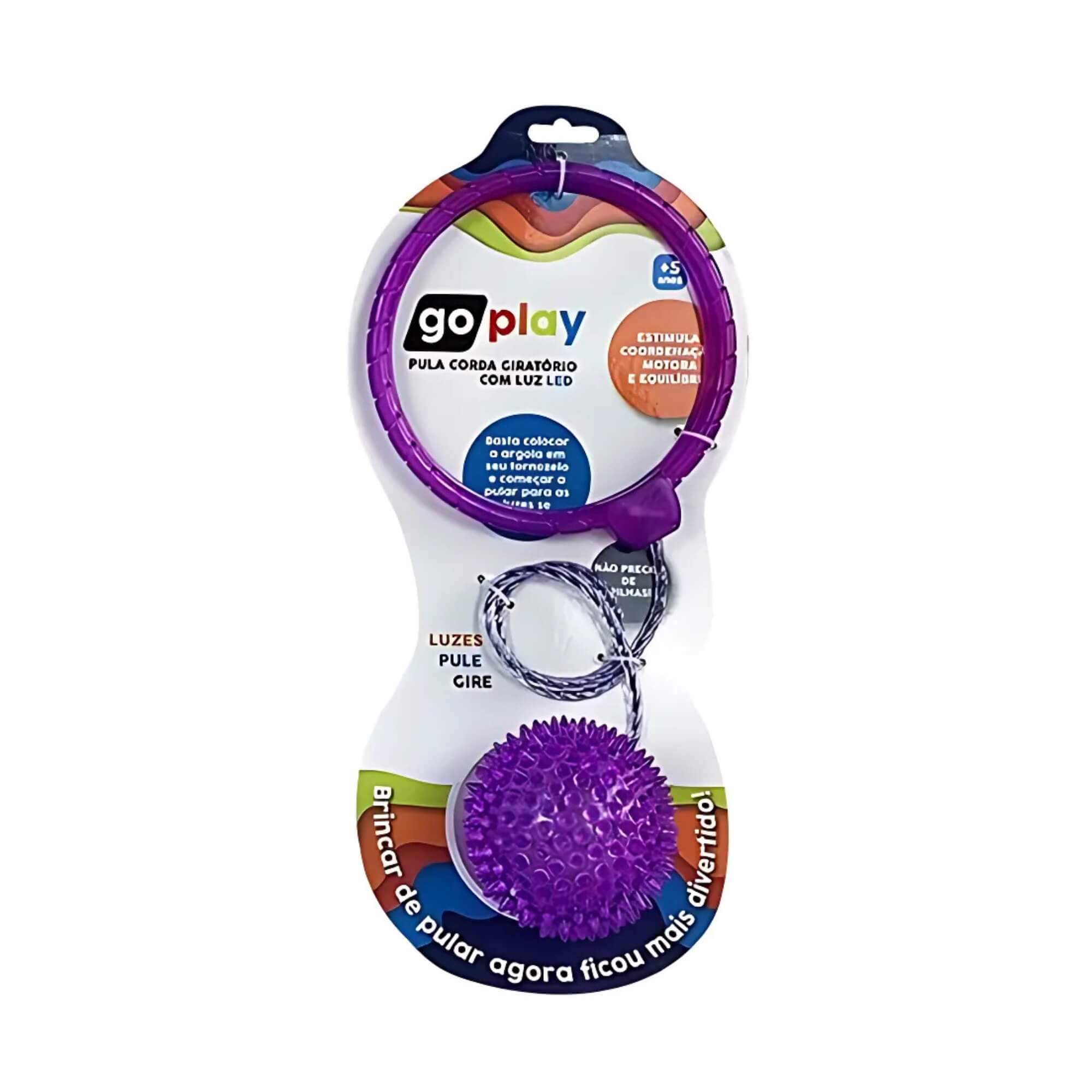 VAR Pula Corda Giratório com Luz de Led Go Play Spin Ball Multikids BR1207 Cores:Roxo