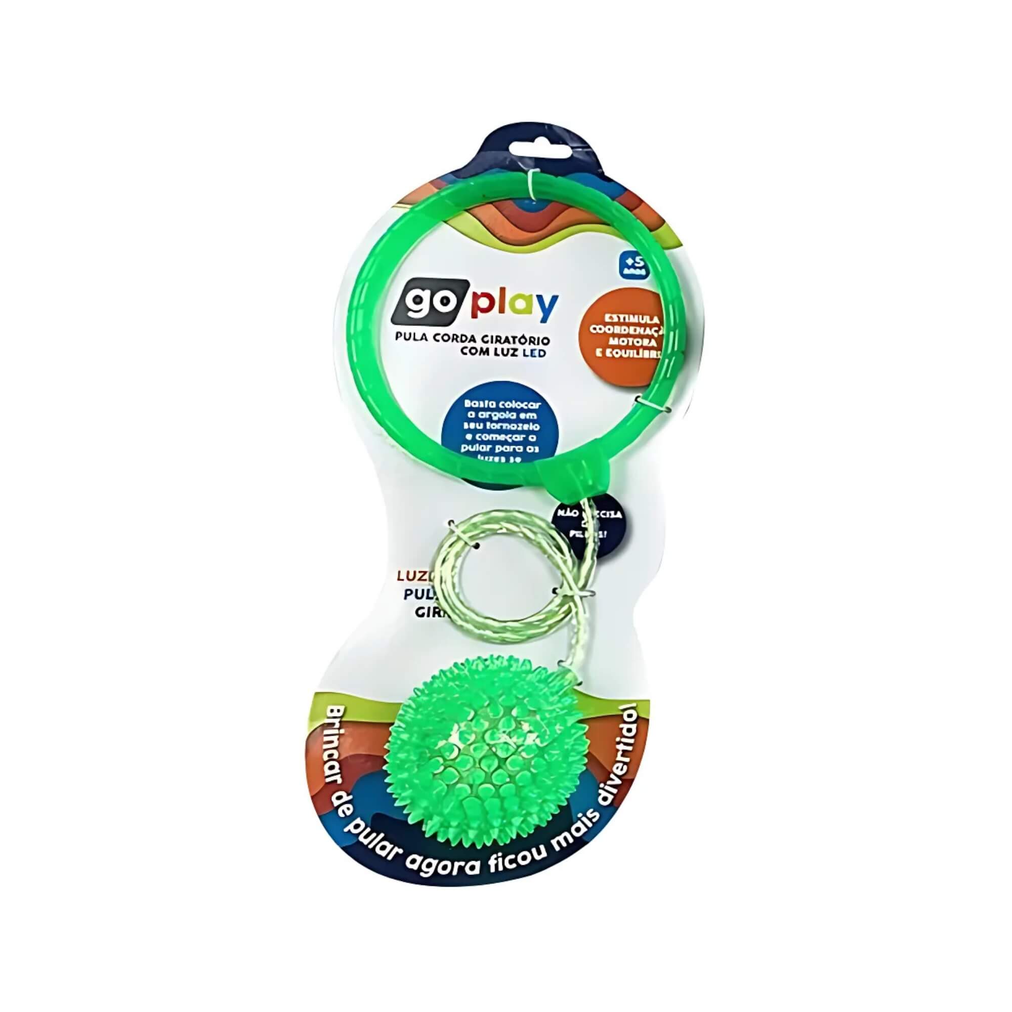 VAR Pula Corda Giratório com Luz de Led Go Play Spin Ball Multikids BR1207 Cores:Verde