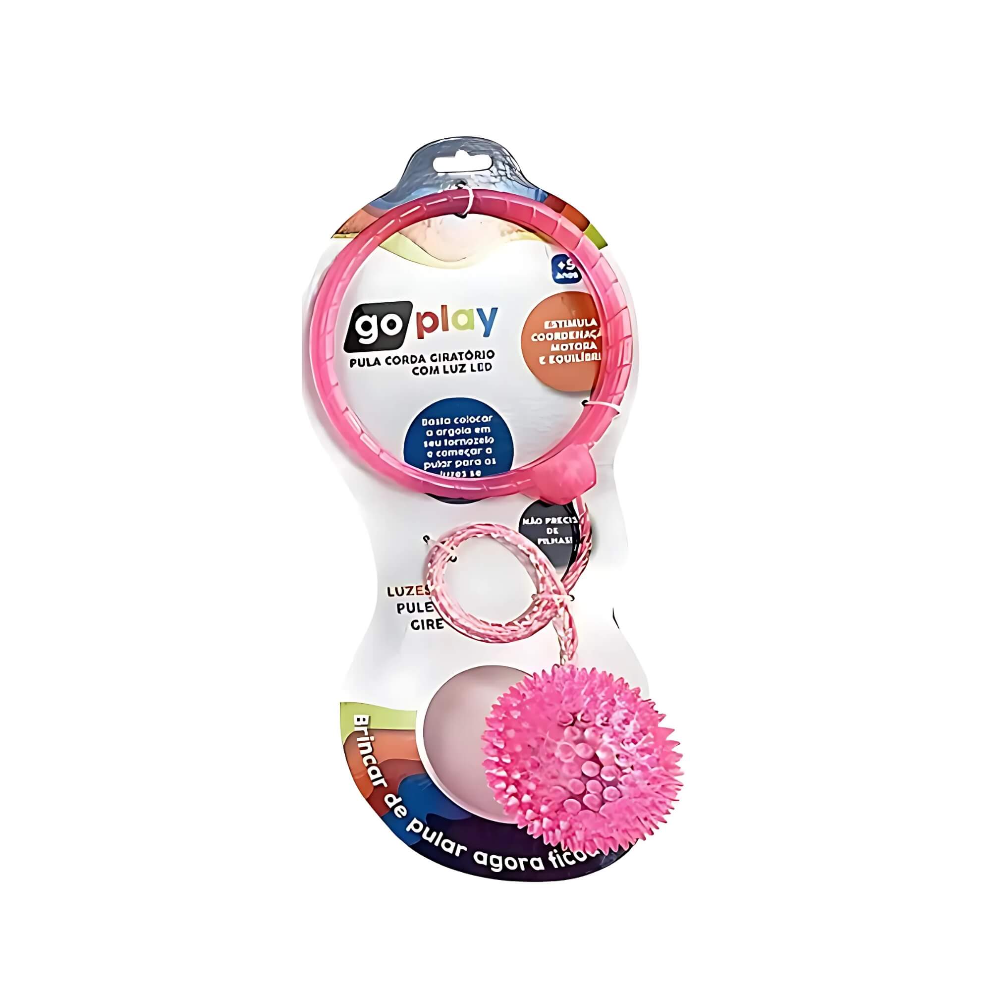 Pula Corda Giratório com Luz de Led Go Play Spin Ball Cor Rosa Multikids - BR1207