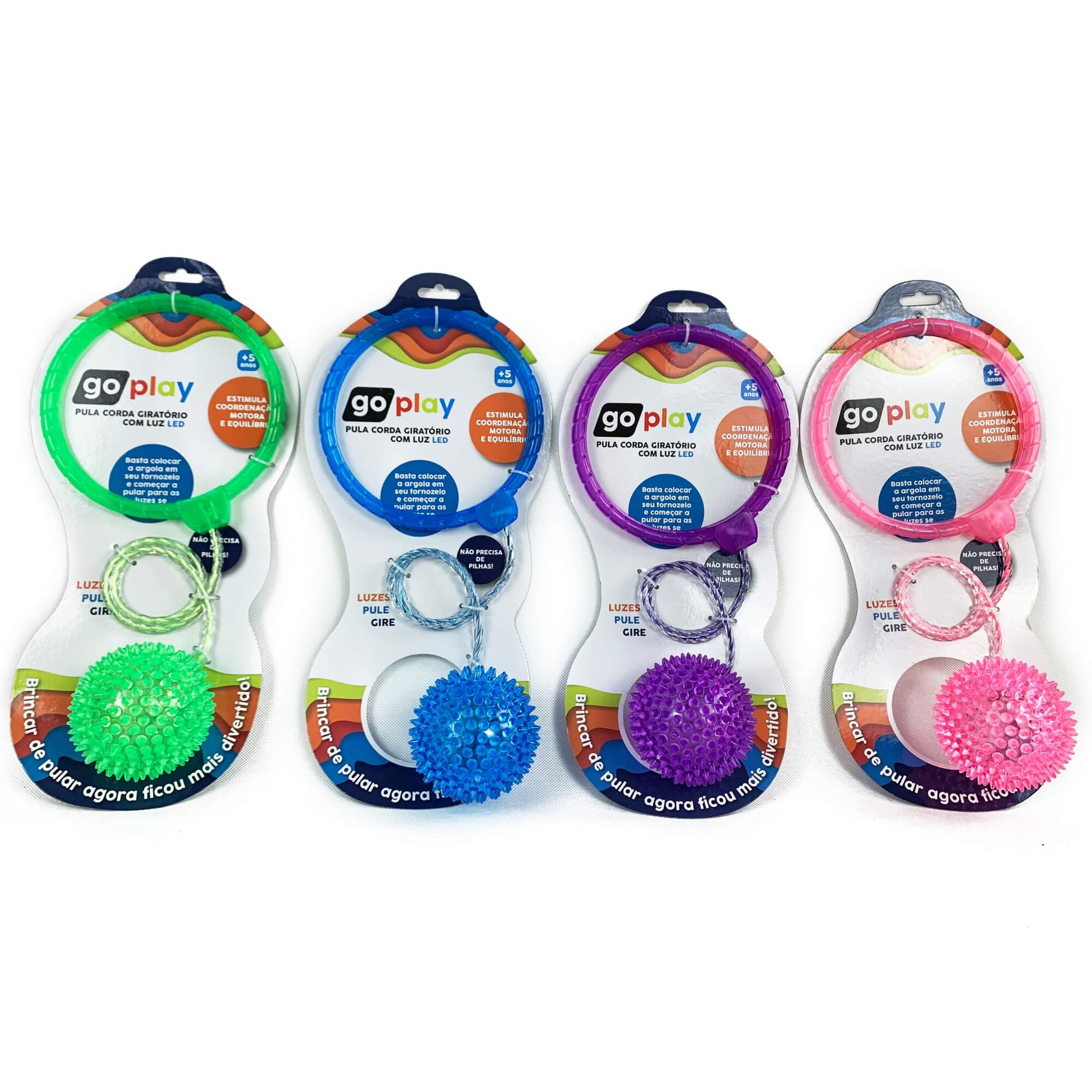 Pula Corda Giratório com Luz de Led Go Play Spin Ball Cor Azul Multikids - BR1207