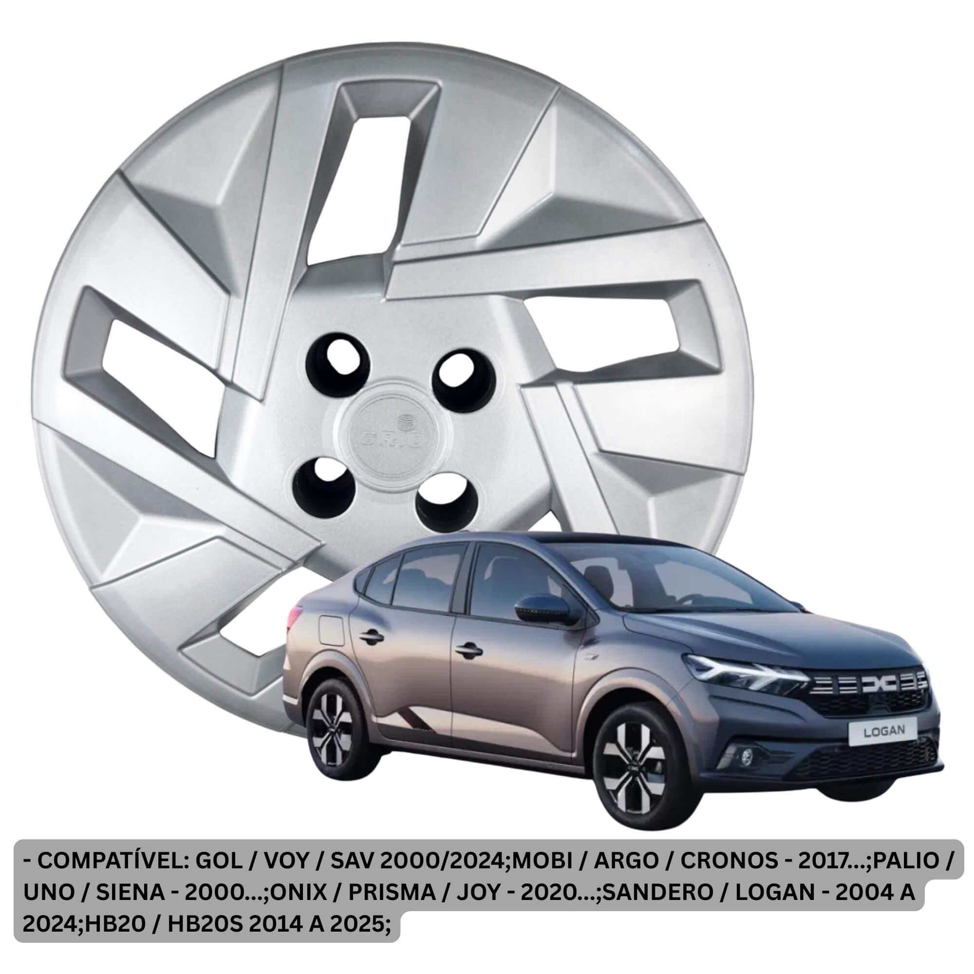 Calota Aro 14" Prata Modelo Sport T-Cross 2025 Jogo c/4 Calotas Grid - 149CB-PTA-E