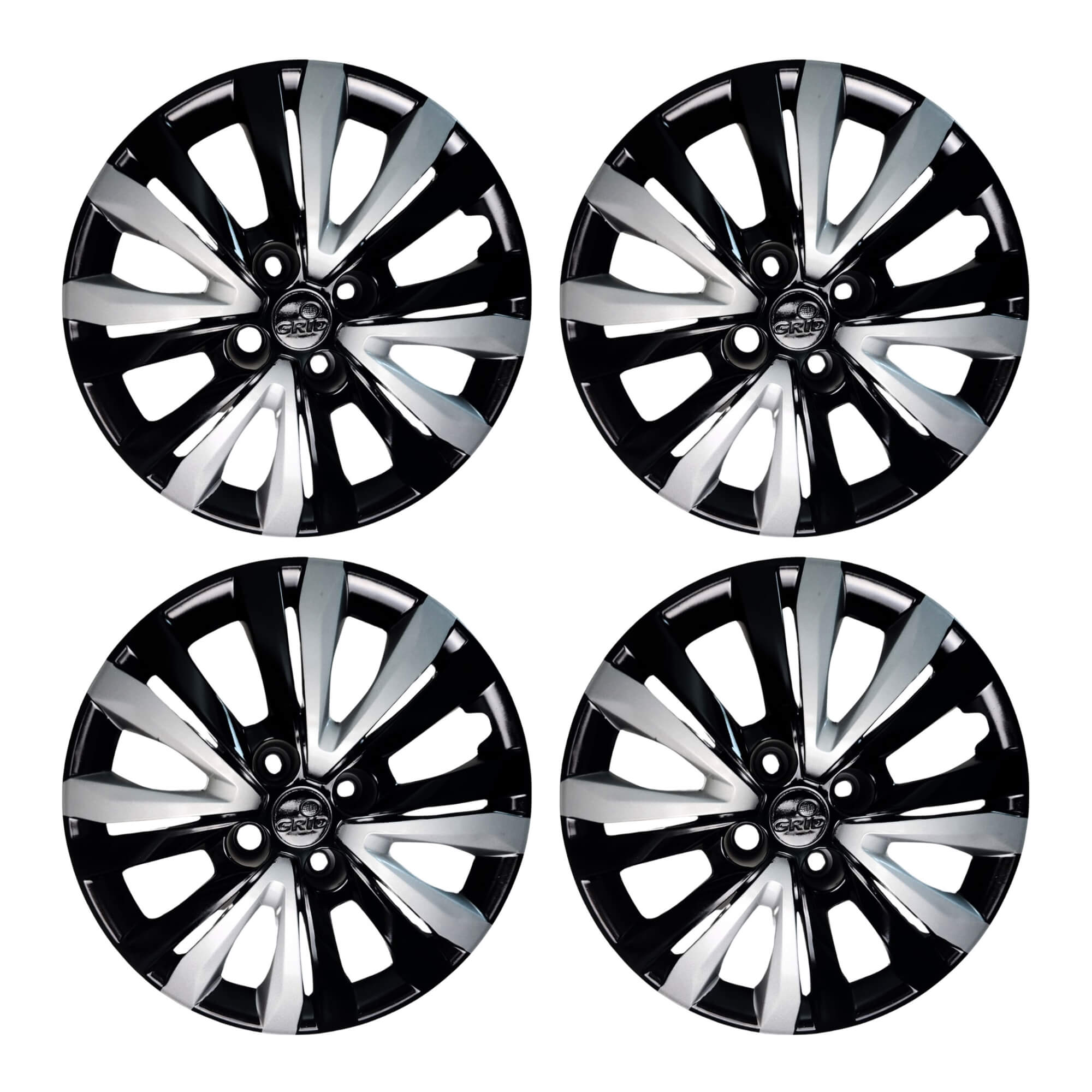 Calota Aro 15" Preto/Prata Modelo Gol G7 2017/18 Jogo c/4 Calotas Grid - 246CP-PBP-E