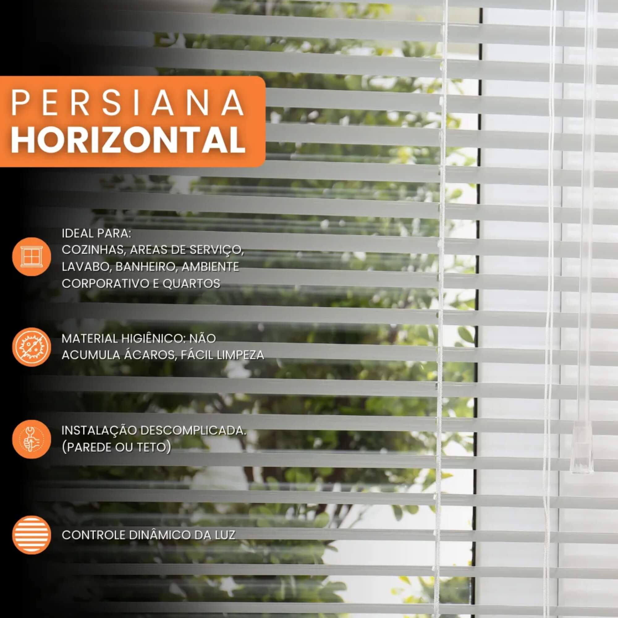 Persiana Horizontal PVC 25mm 140x130cm cor Branca Conthey Evolux - D148034A