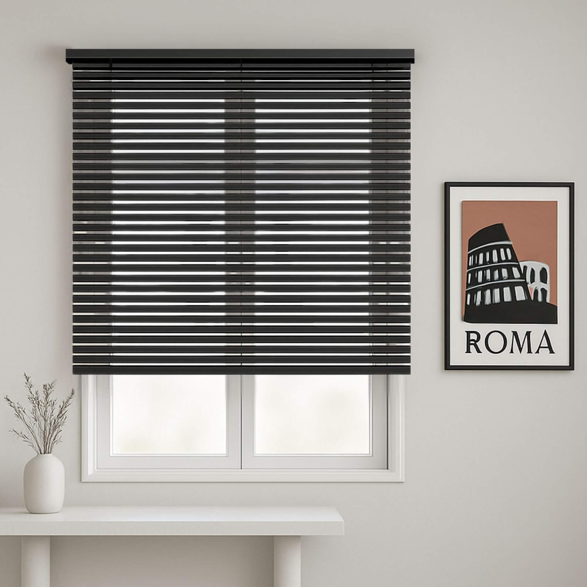 Persiana Horizontal PVC 25mm 140x130cm Preta Conthey Evolux - D148034C