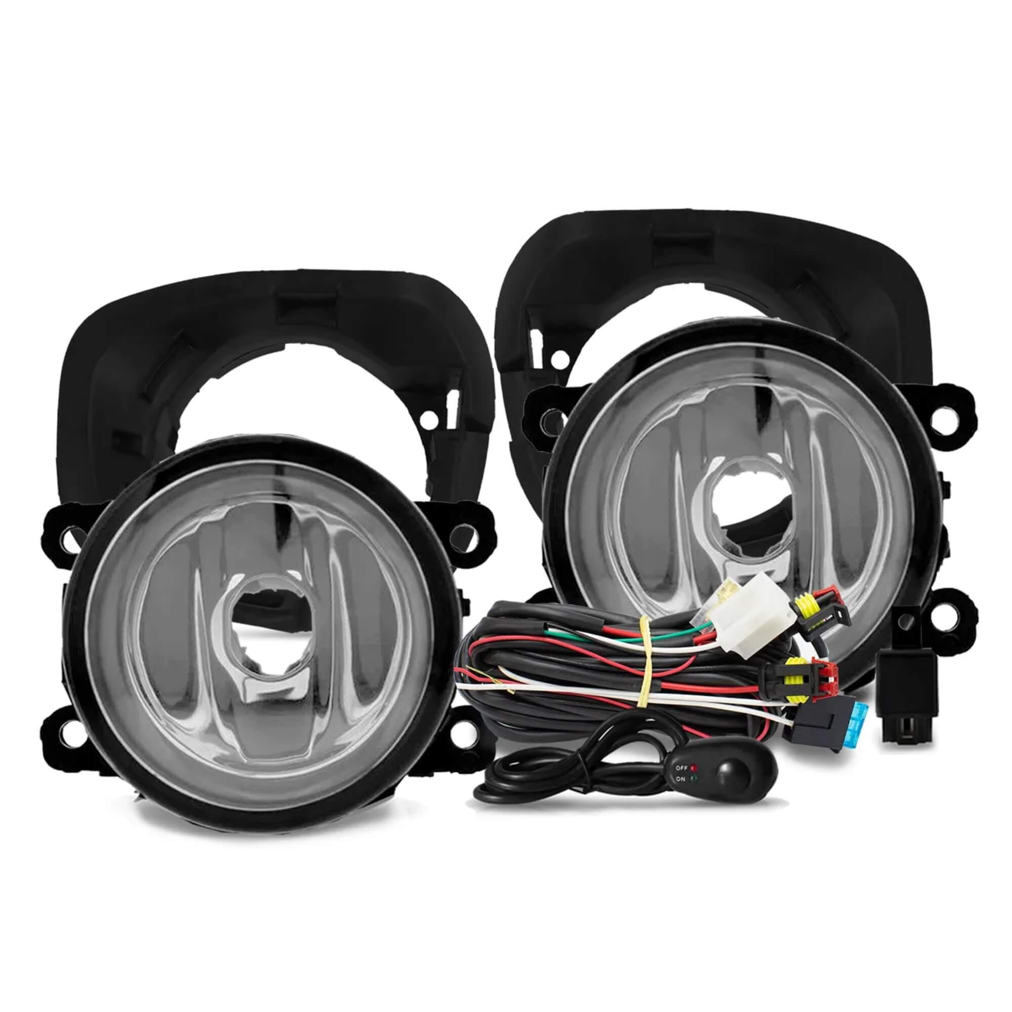 Kit Farol de Milha Logan/Sandero 07-11 Clio/Duster 13-16 com Lente de Vidro e Botão - STS907RN-V