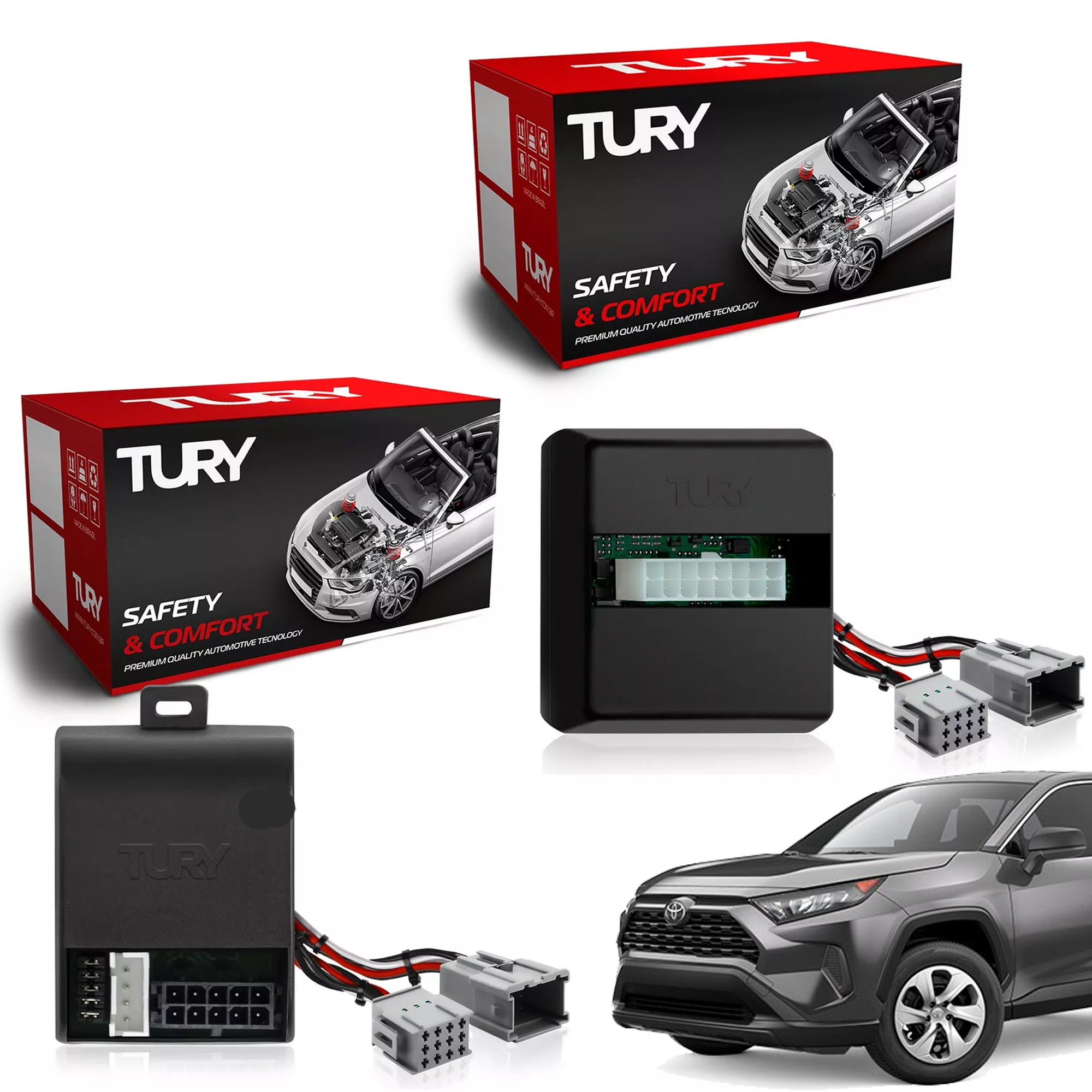 COMP Módulo  de Vidros Elétricos Antiesmagamento RAV4 13/19 + Retrovisorers Tury