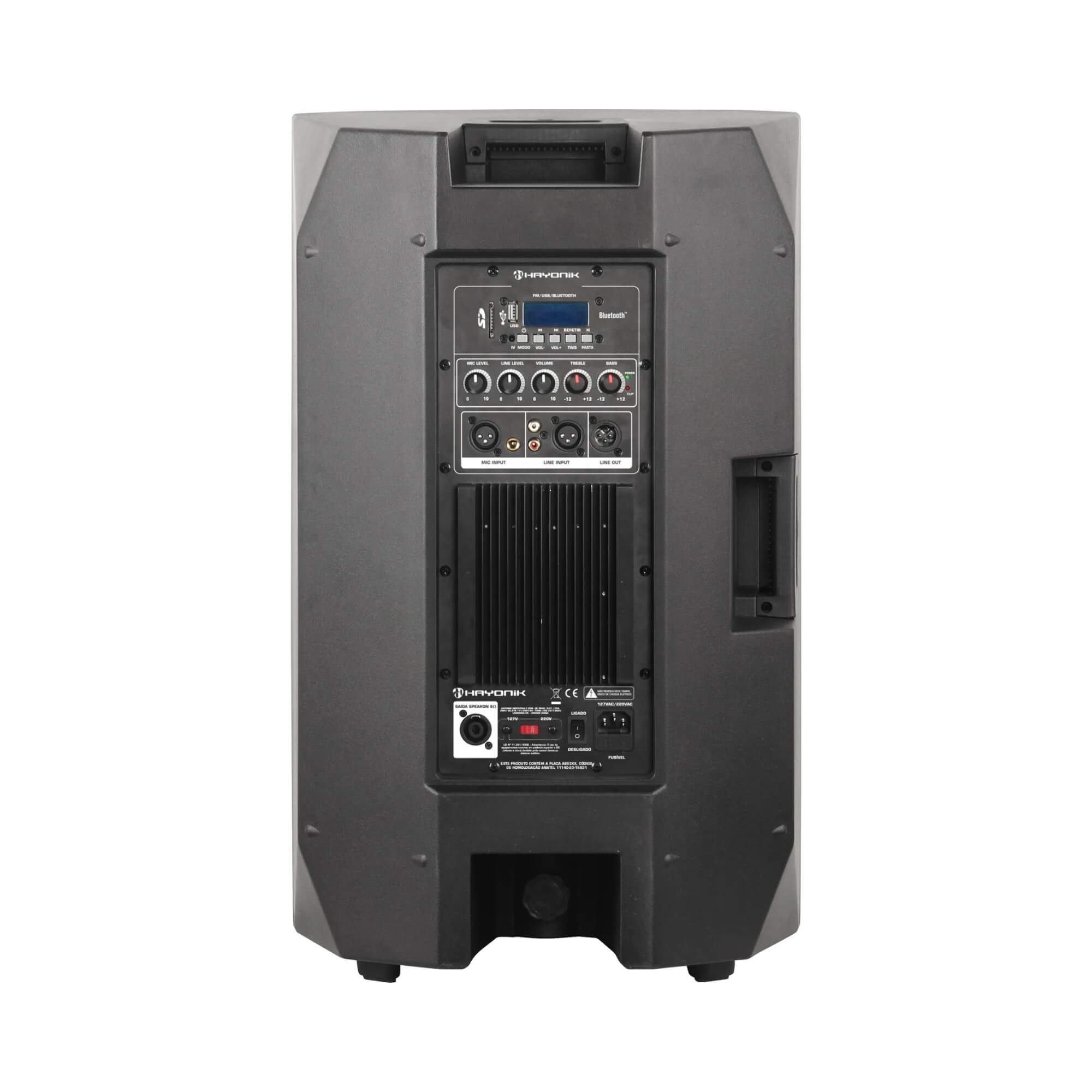 Caixa Acústica Ativa PRO15 480W RMS Bluetooth USB SD Rádio FM Hayonik - 0000080428
