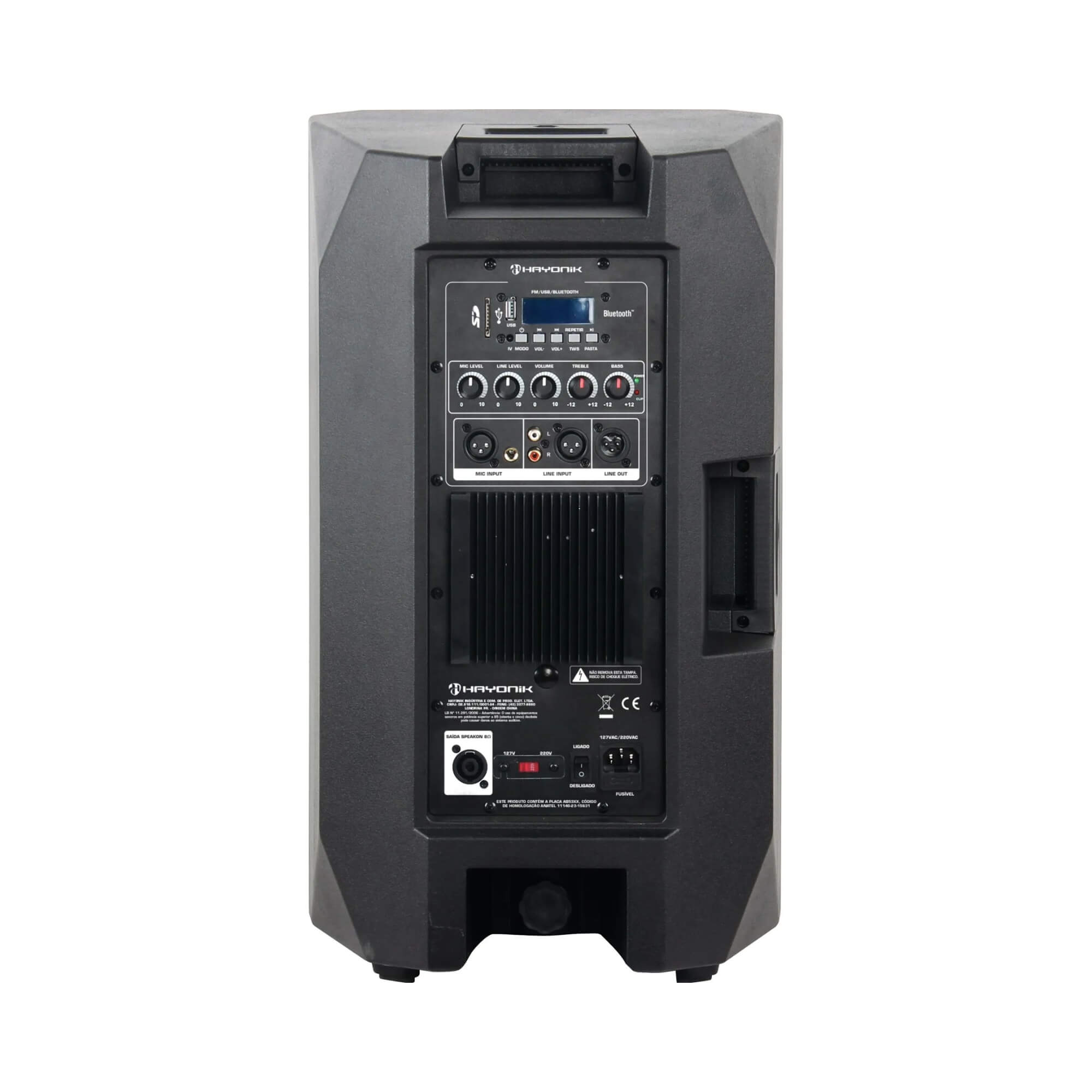 Caixa Acústica Ativa PRO12 360W RMS Bluetooth USB SD Rádio FM Hayonik - 0000080427