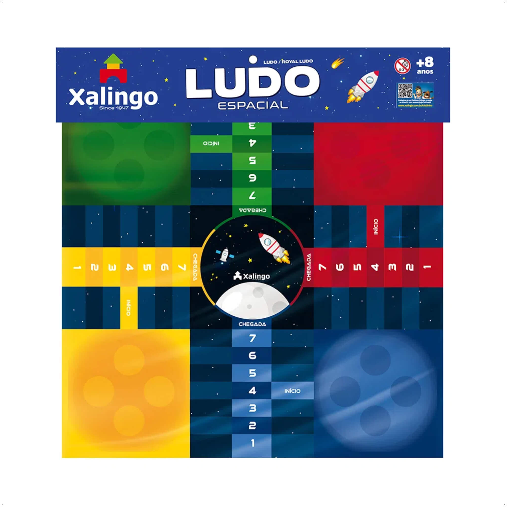COMP Jogo Ludo Espacial Xalingo + Cartas UNO Mattel + Torre de Blocos Jenga Hasbro