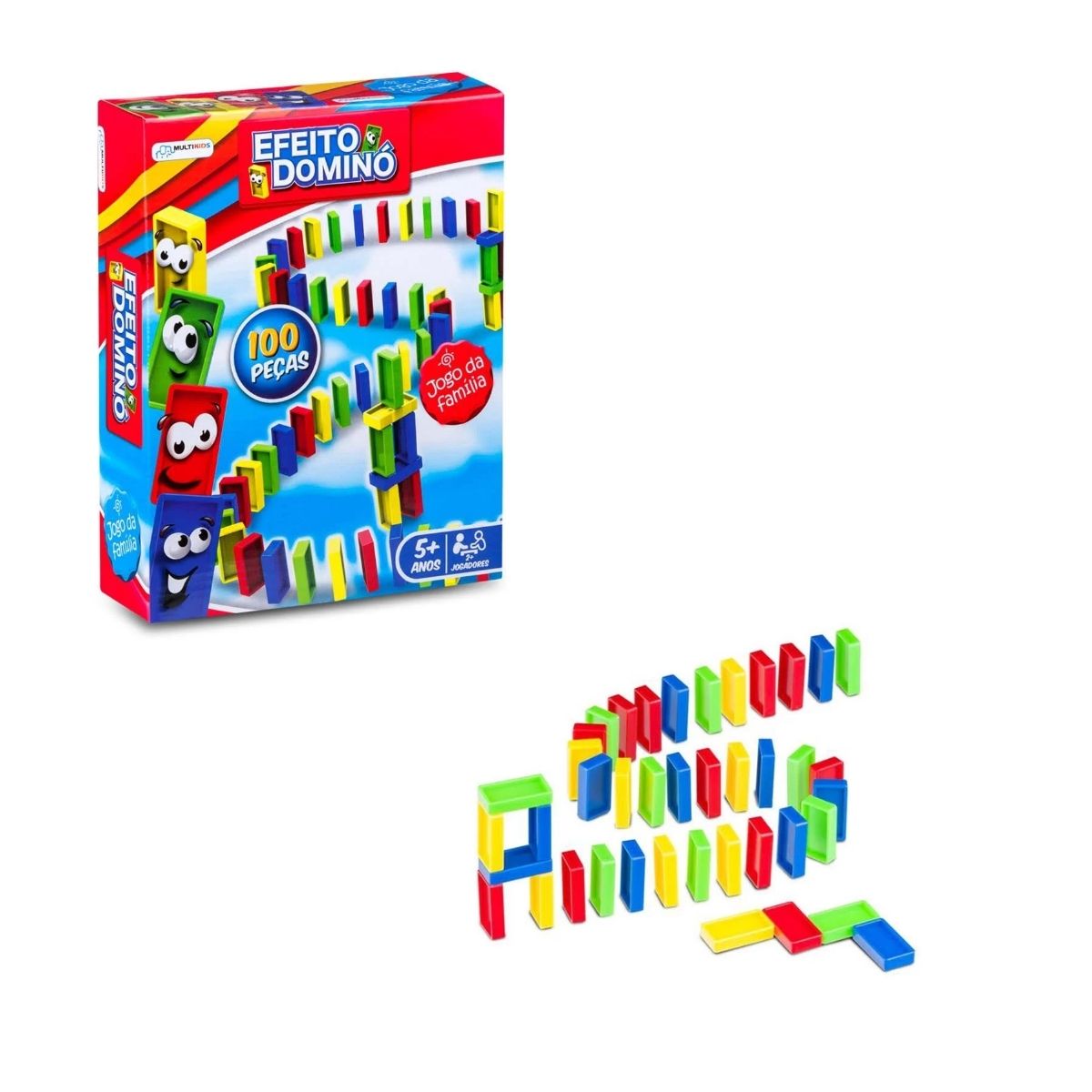 COMP Kit Jogo Dominó Colorido 100 Peças Multikids + Cartas UNO Original Mattel