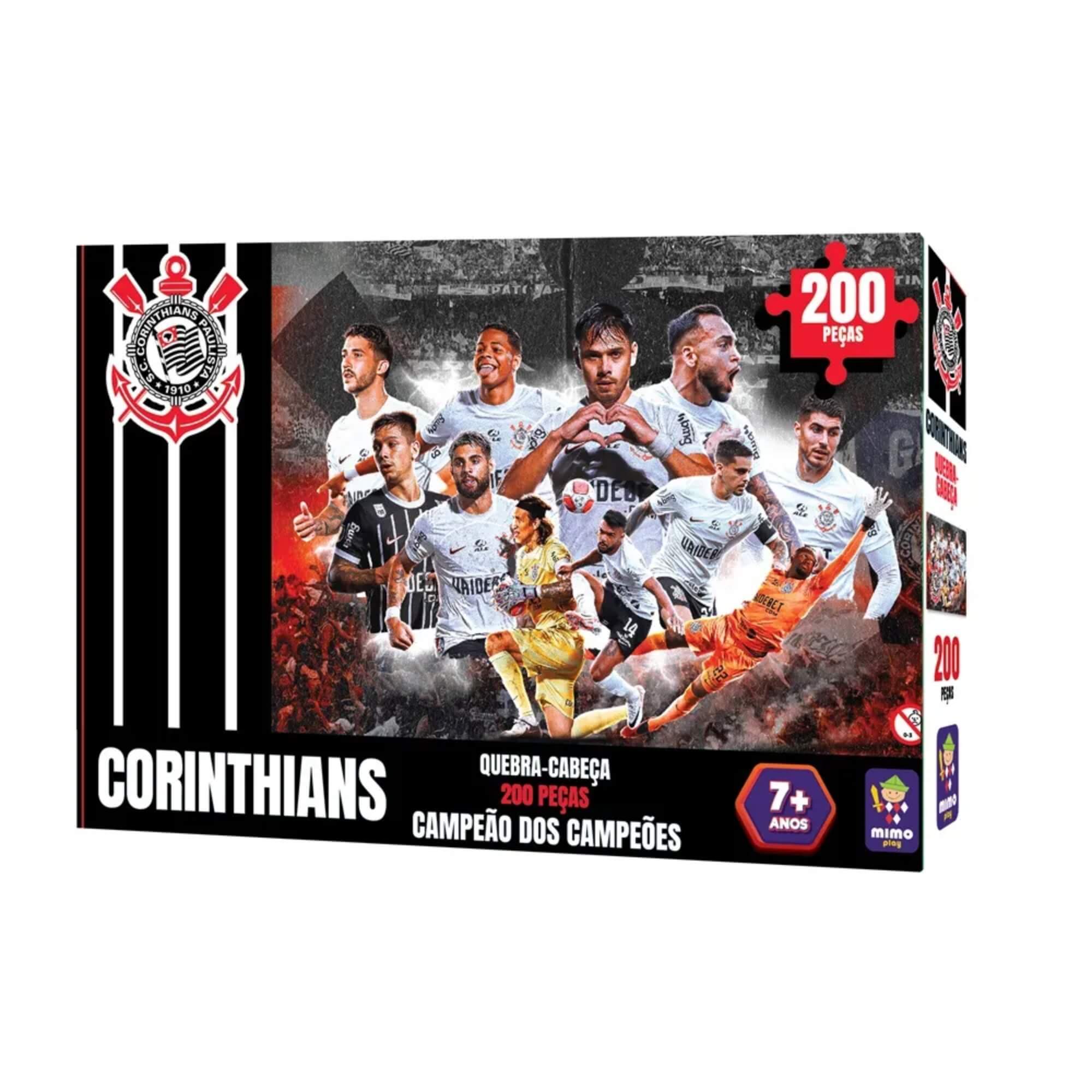 COMP Kit Puzzle Corinthians 200 Peças Mimo Toys + Bola Futebol Nº 5 PVC/PU Futebol e Magia
