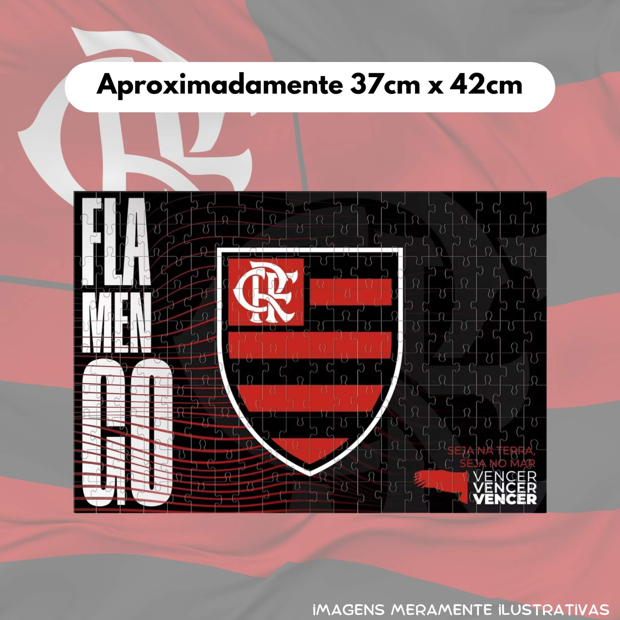 COMP Kit Quebra-Cabeça Flamengo 200 Peças Mimo Toys + Bola Oficial Nº 5 Dualt Futebol e Magia
