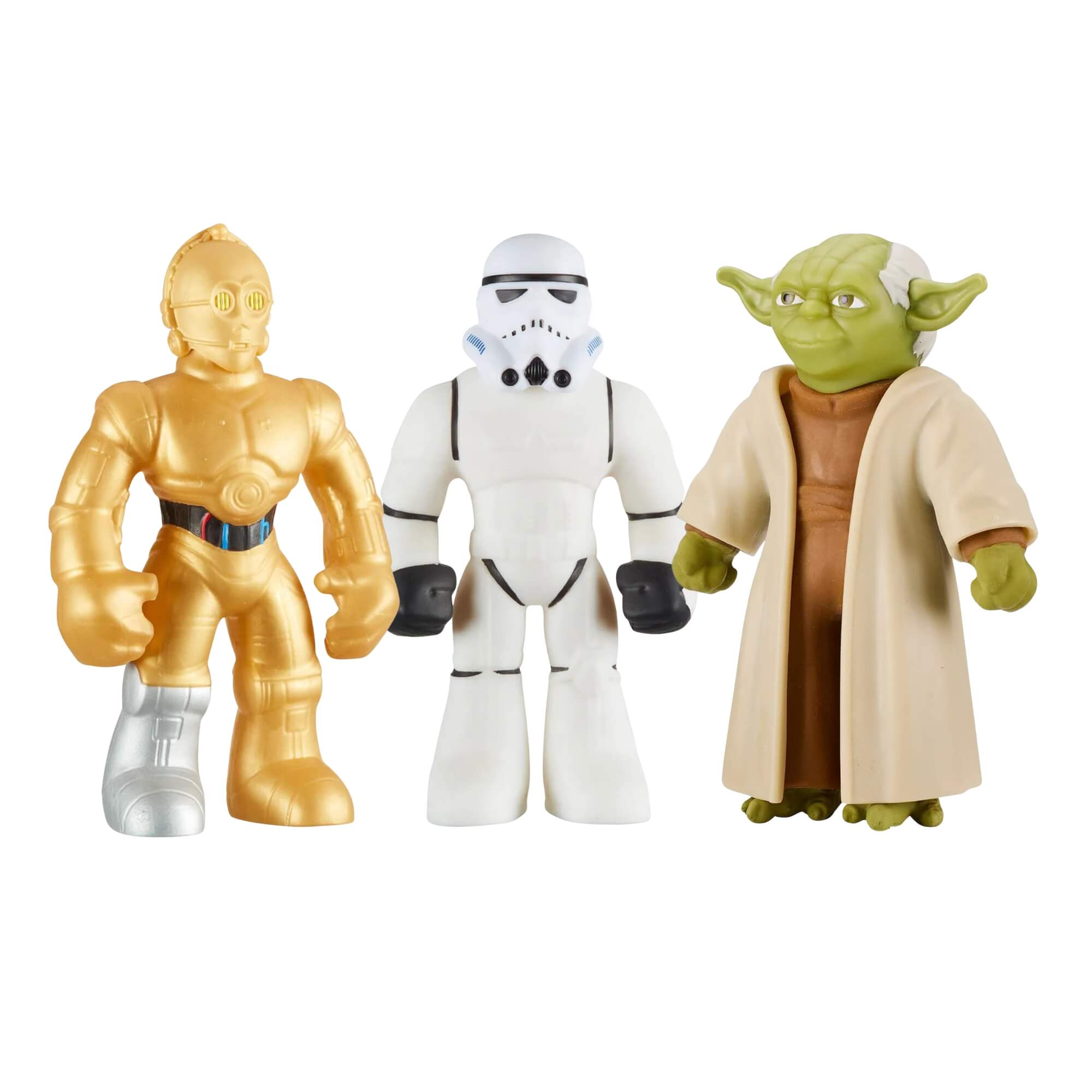 COMP Kit 3 Bonecos Elásticos Star Wars Goo Jit Zu – C-3PO + Stormtrooper + Yoda – Sunny 17cm