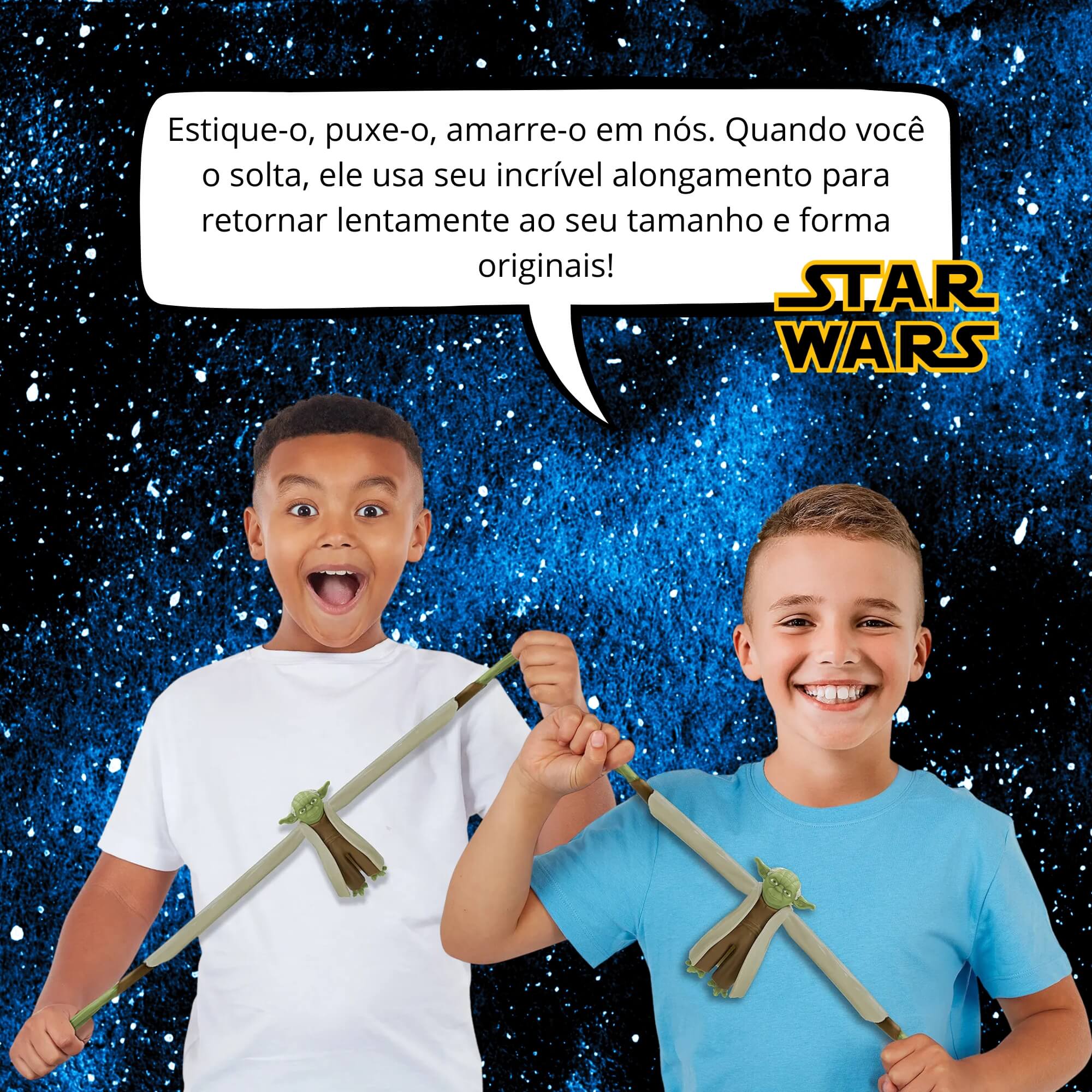 COMP Kit 3 Bonecos Elásticos Star Wars Goo Jit Zu – C-3PO + Stormtrooper + Yoda – Sunny 17cm