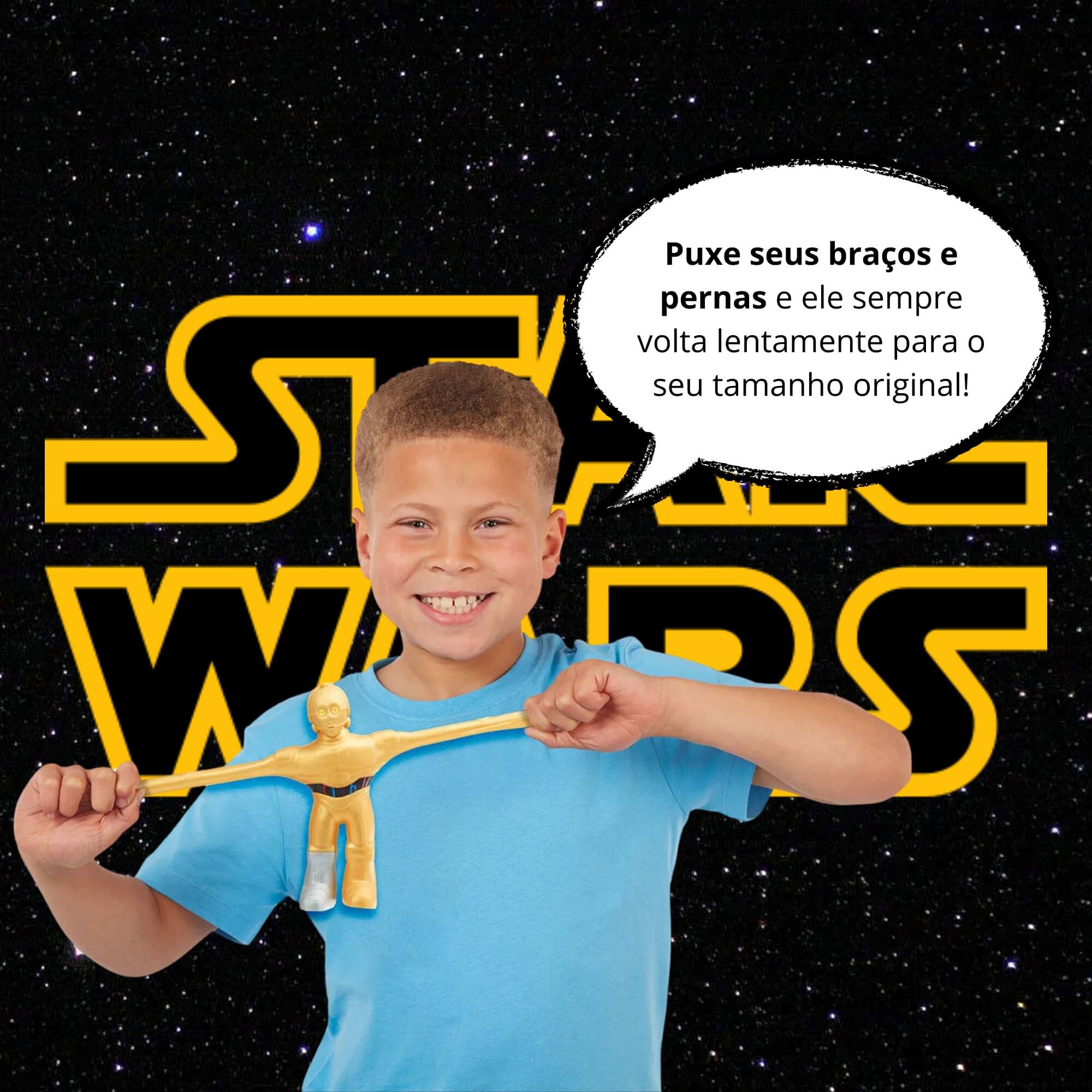 COMP Kit 3 Bonecos Elásticos Star Wars Goo Jit Zu – C-3PO + Stormtrooper + Yoda – Sunny 17cm