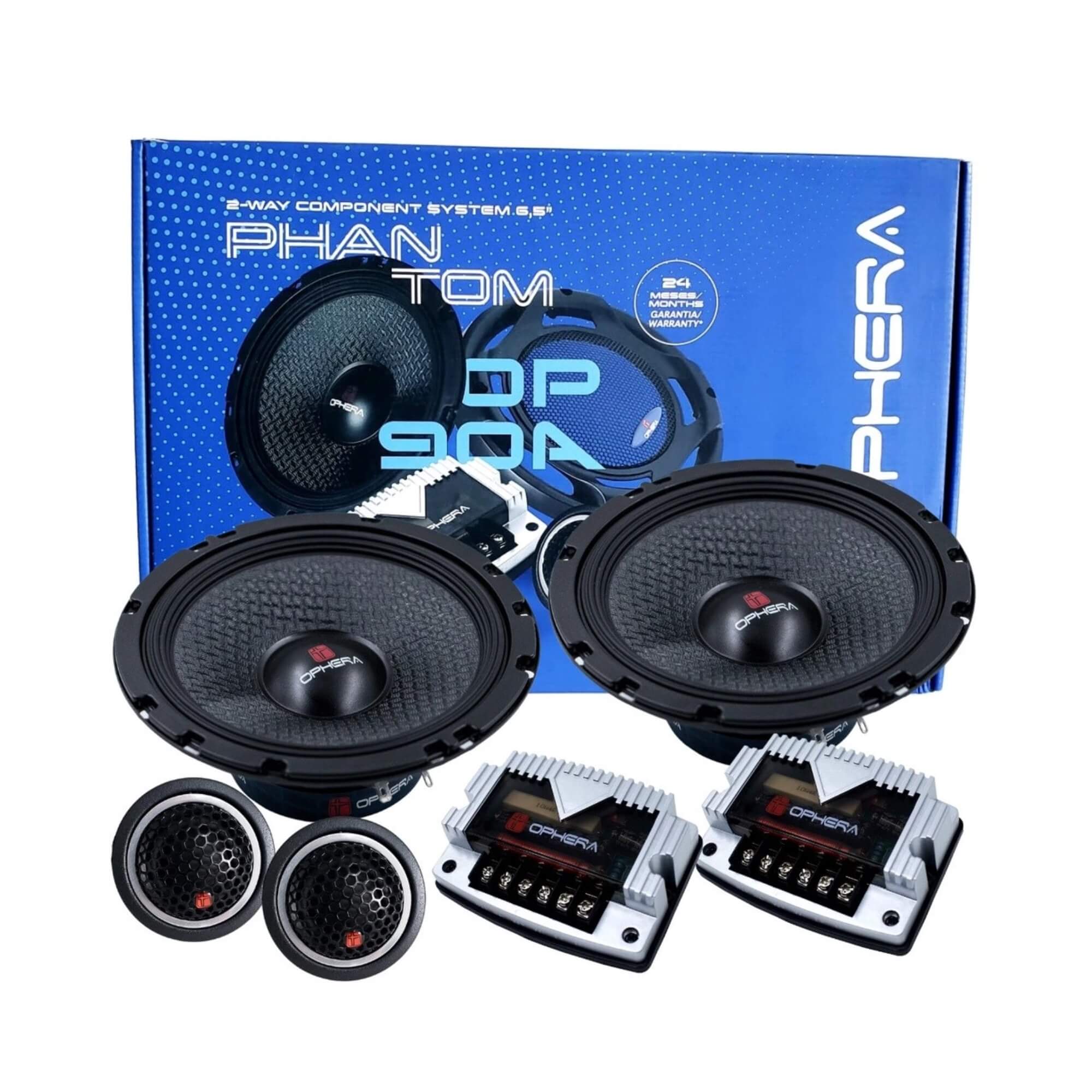 COMP Kit Som Ophera: Kit 2 Vias OP90A 180W + Anel Acústico Phantom Sound Rings Espuma 6,5" Adesiva