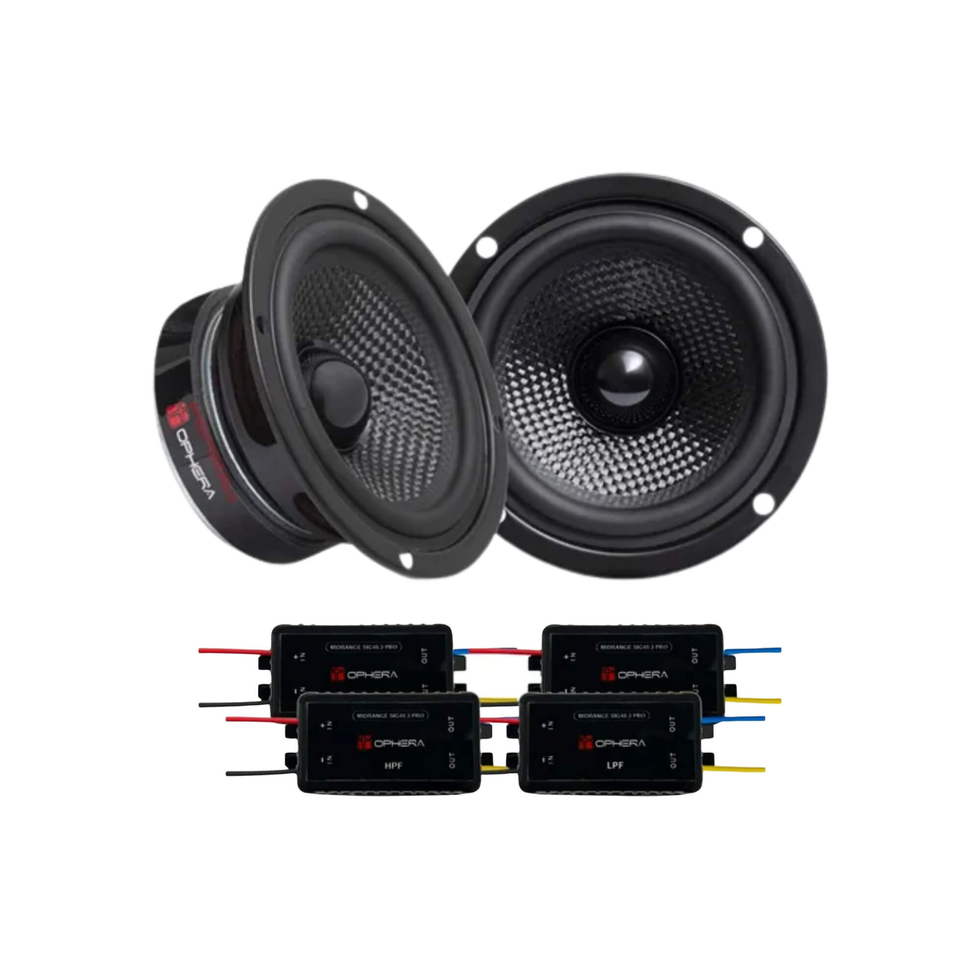 COMP Kit Midrange Ophera SIG40.3 PRO 3" 80W + Crossover 3 Vias HPF/LPF – Upgrade p/ Kit 2 Vias