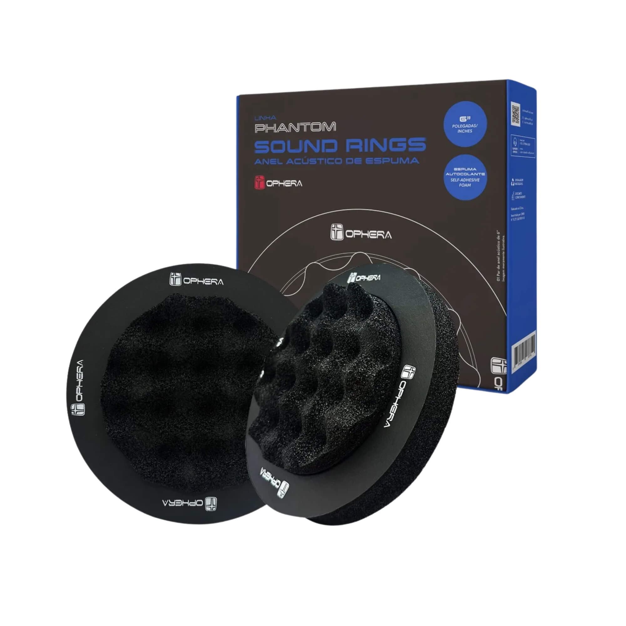 COMP Kit com 2 Pares Anel Acústico Ophera Phantom Sound Rings Espuma Adesiva 6,5" Anti-Chamas