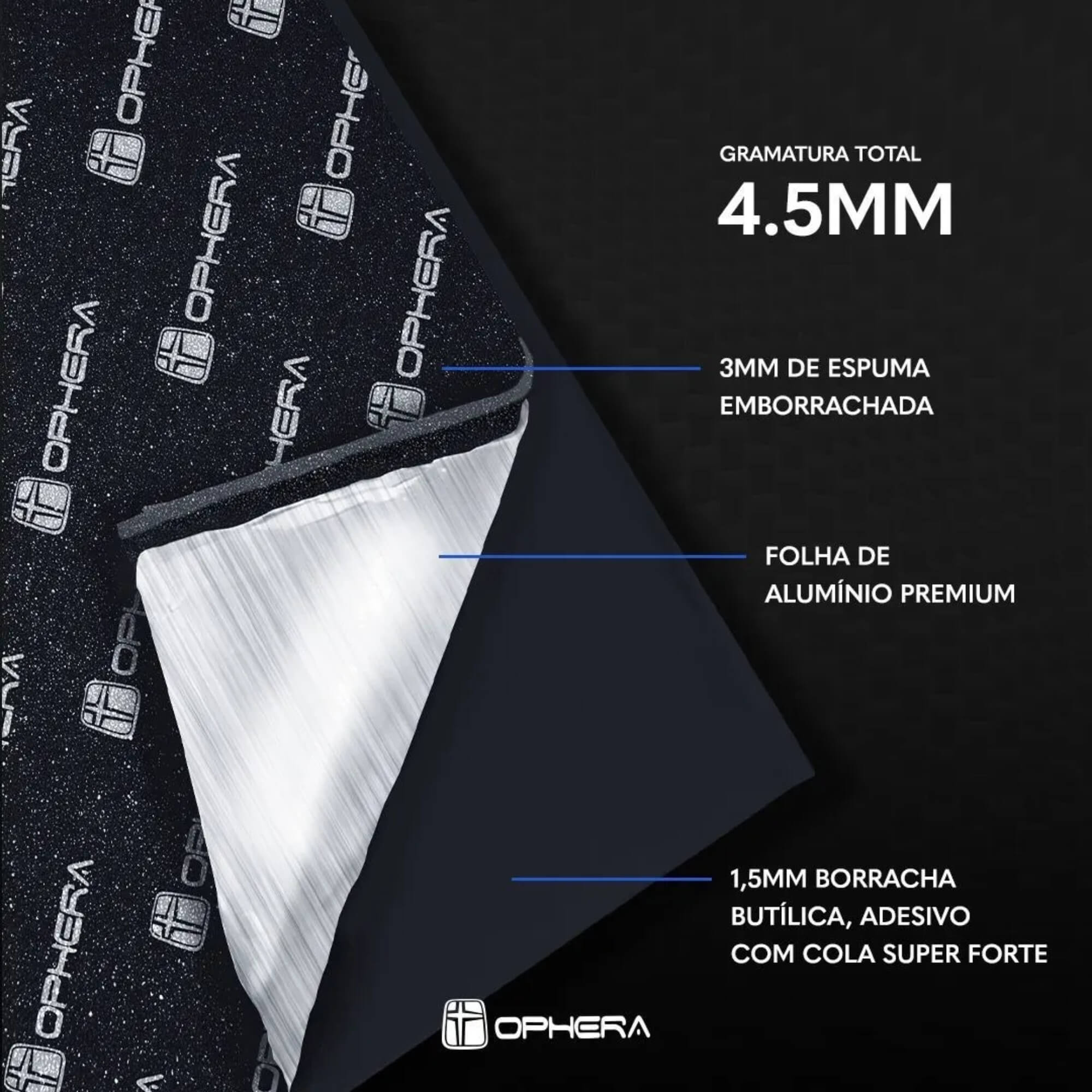 COMP Kit 2 Caixas Manta Acústica Ophera 5 Folhas 46x80cm 4,5mm (Total de 10 Folhas)