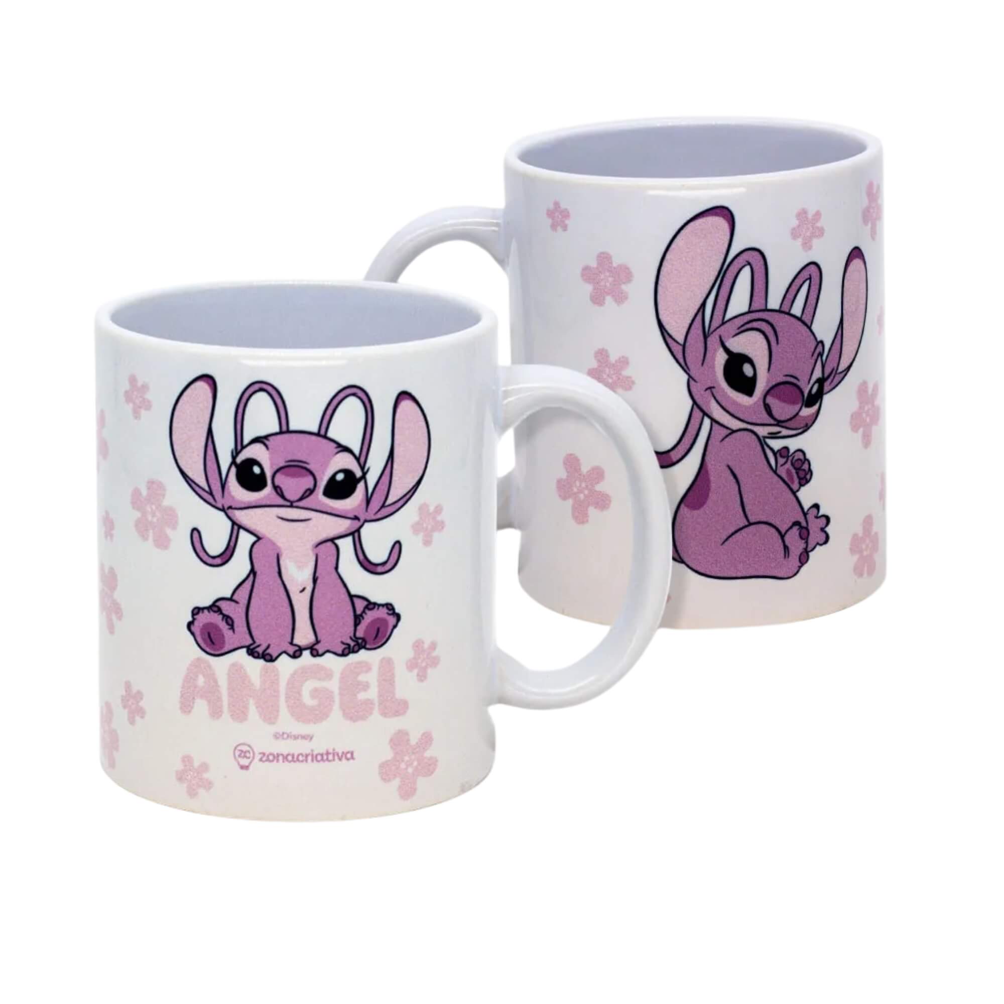 COMP Kit Canecas Porcelana 350ml Zona Criativa Disney – Stitch Alien + Angel Flowers