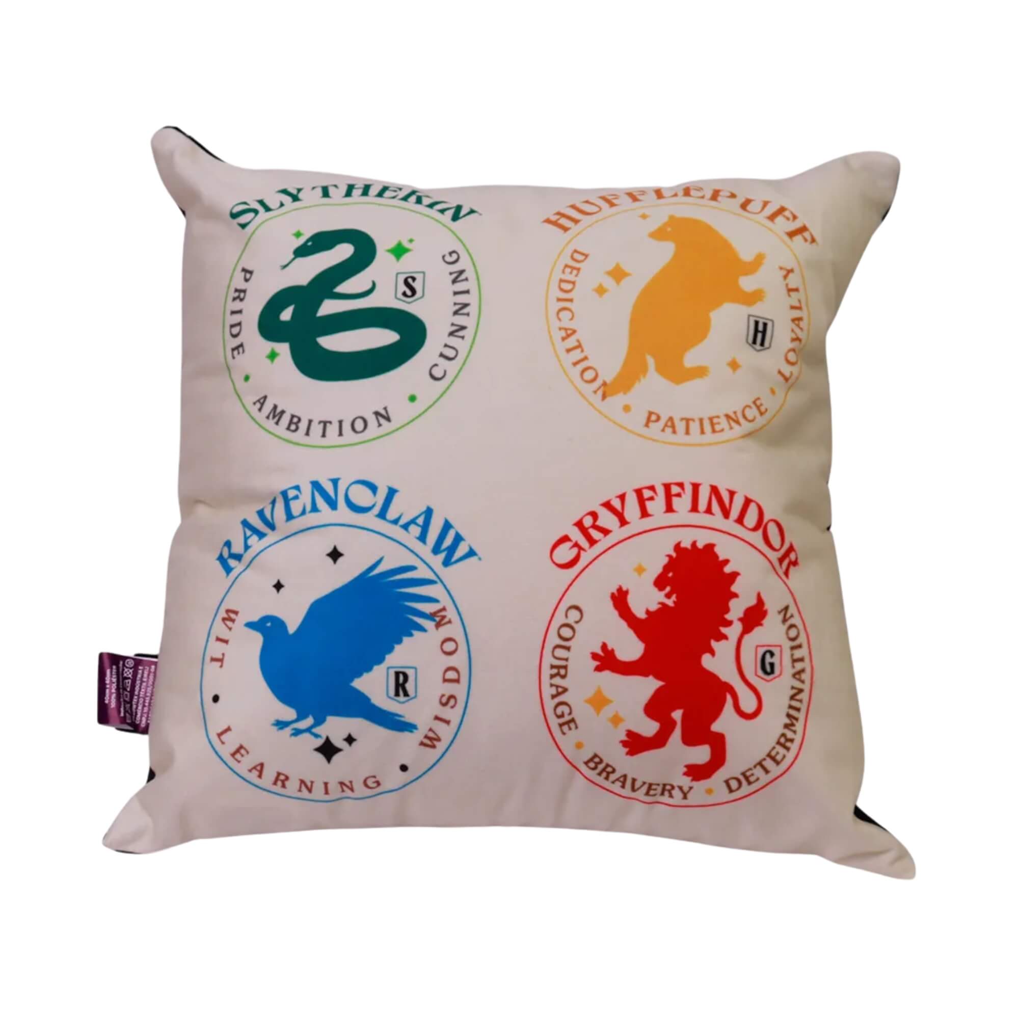 COMP Kit Harry Potter Almofada Casas Hogwarts 40x40 + Garrafa Térmica 650ml Inox Zona Criativa