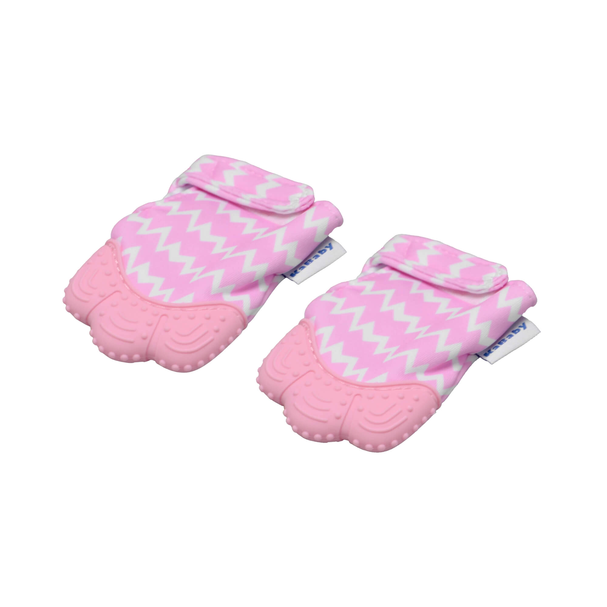 COMP Kit 2 Mordedores Luvinha Rosa Kababy Silicone c/ Som Punho Ajustável – Livre de BPA