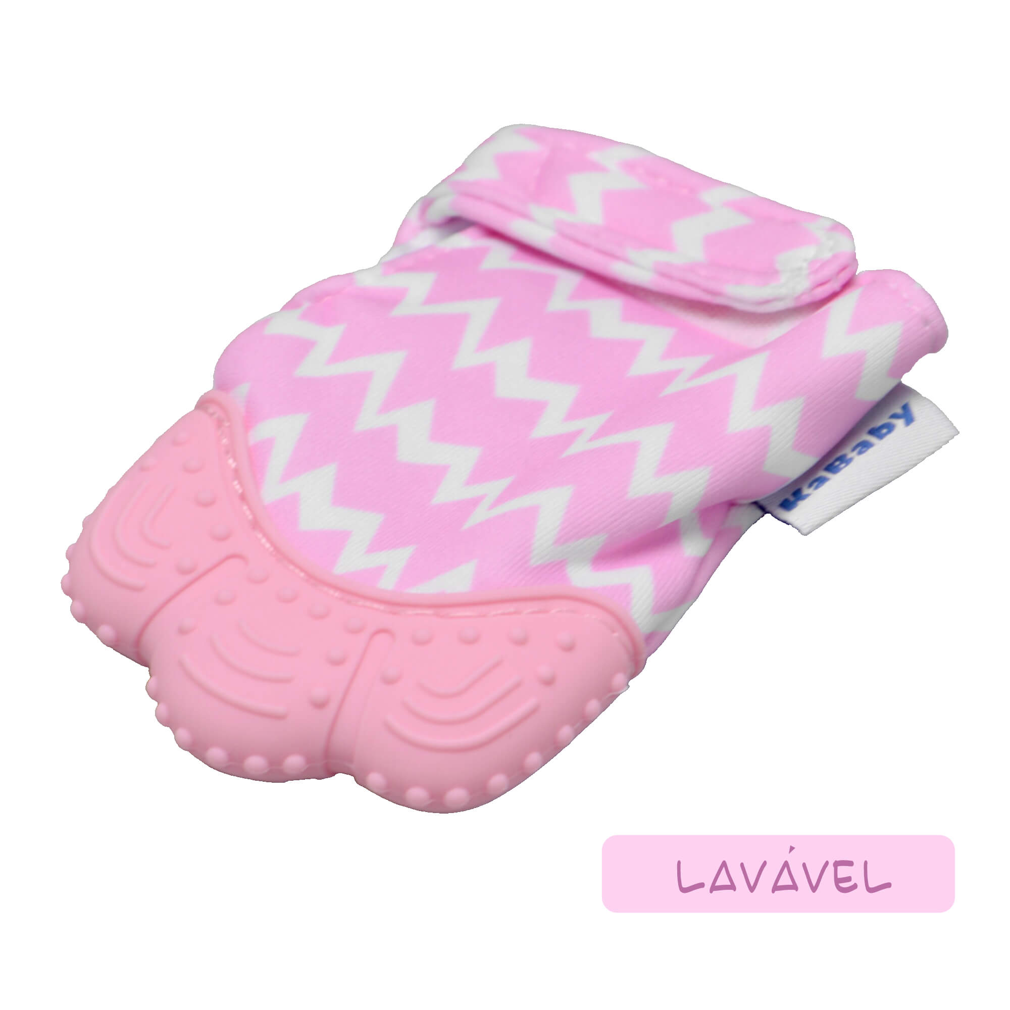 COMP Kit 2 Mordedores Luvinha Rosa Kababy Silicone c/ Som Punho Ajustável – Livre de BPA