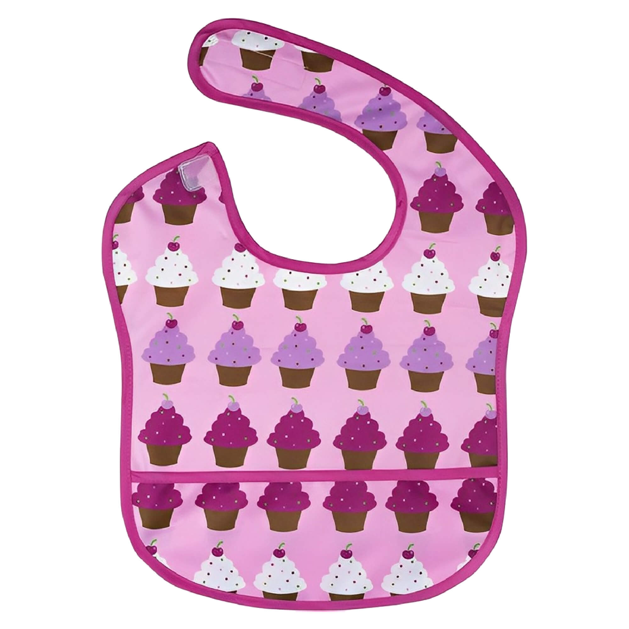 COMP Kit 2 Babadores Impermeáveis Kababy Rosa Cupcake com Cata-Migalhas – 18906B