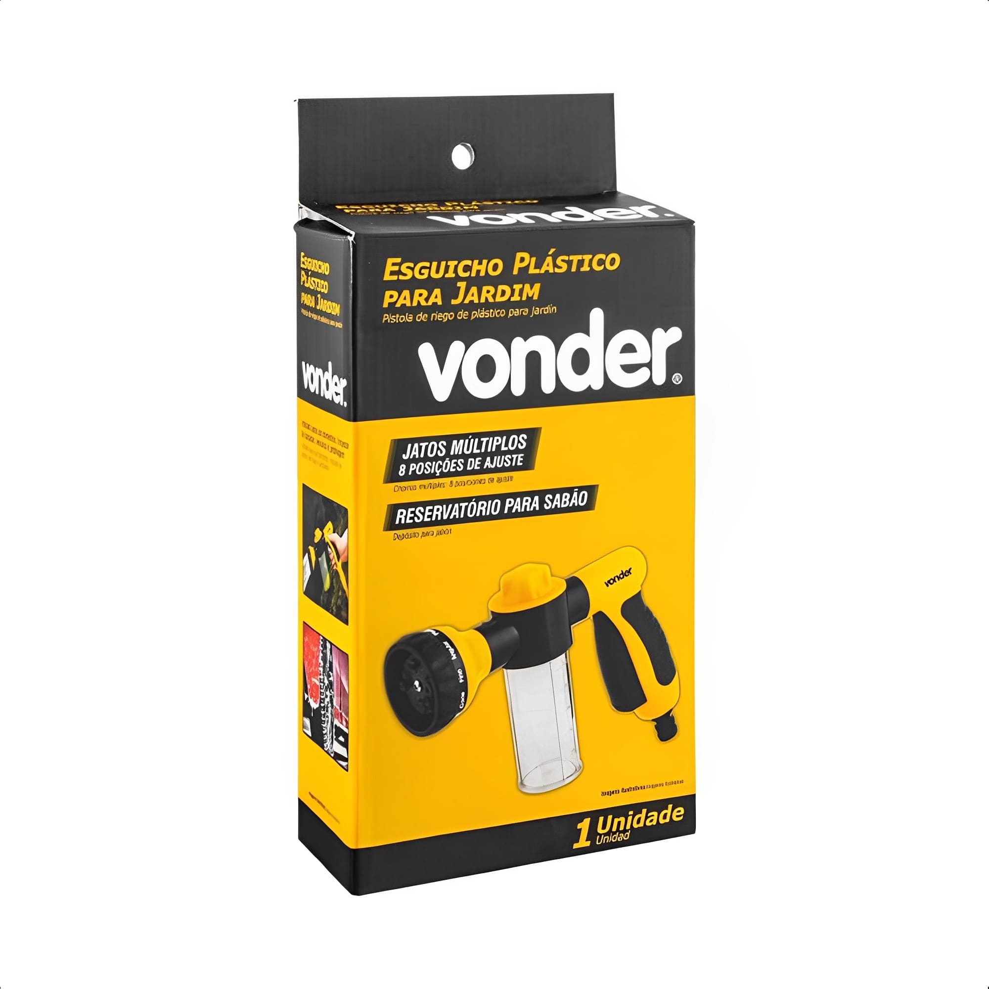 COMP Kit Mangueira Vonder 20m c/ Esguicho Simples + Esguicho 8 Funções Lock On p/ Jardim
