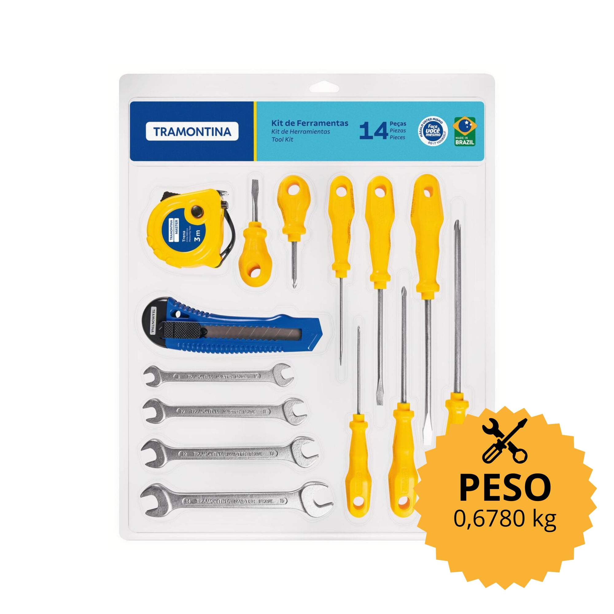 COMP Kit Jogo de Ferramentas Tramontina 14 Peças + Colete Porta-Ferramentas Lona Vonder