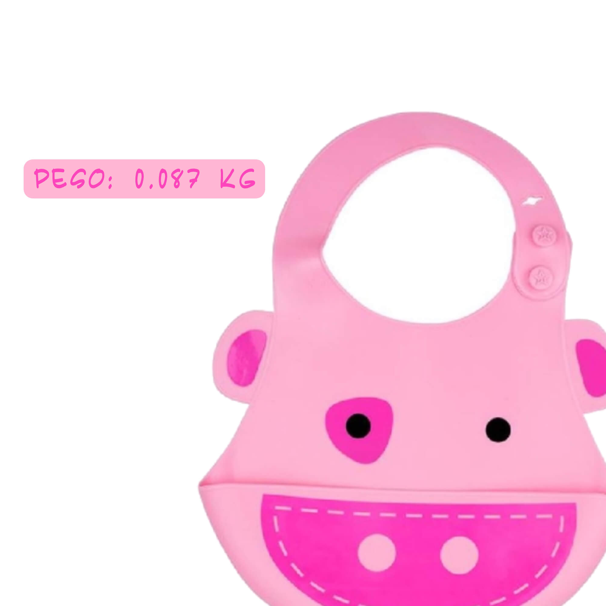COMP Kit Babador Silicone Porquinho Rosa + Mordedor Luvinha Rosa p/ Bebê Kababy