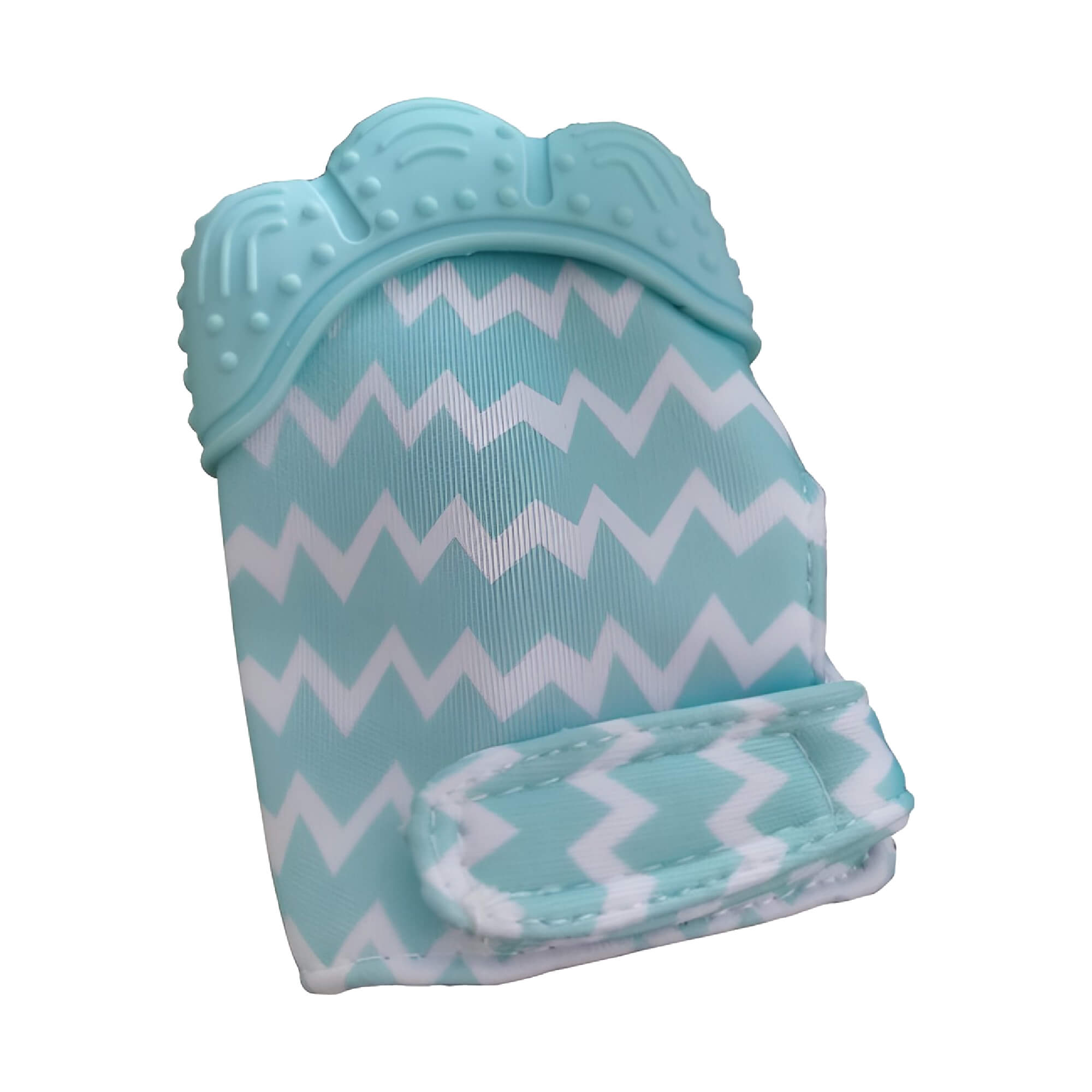 COMP Kit Babador Impermeável Carrinhos Azul + Mordedor Luvinha Azul Kababy p/ Bebê 6M+