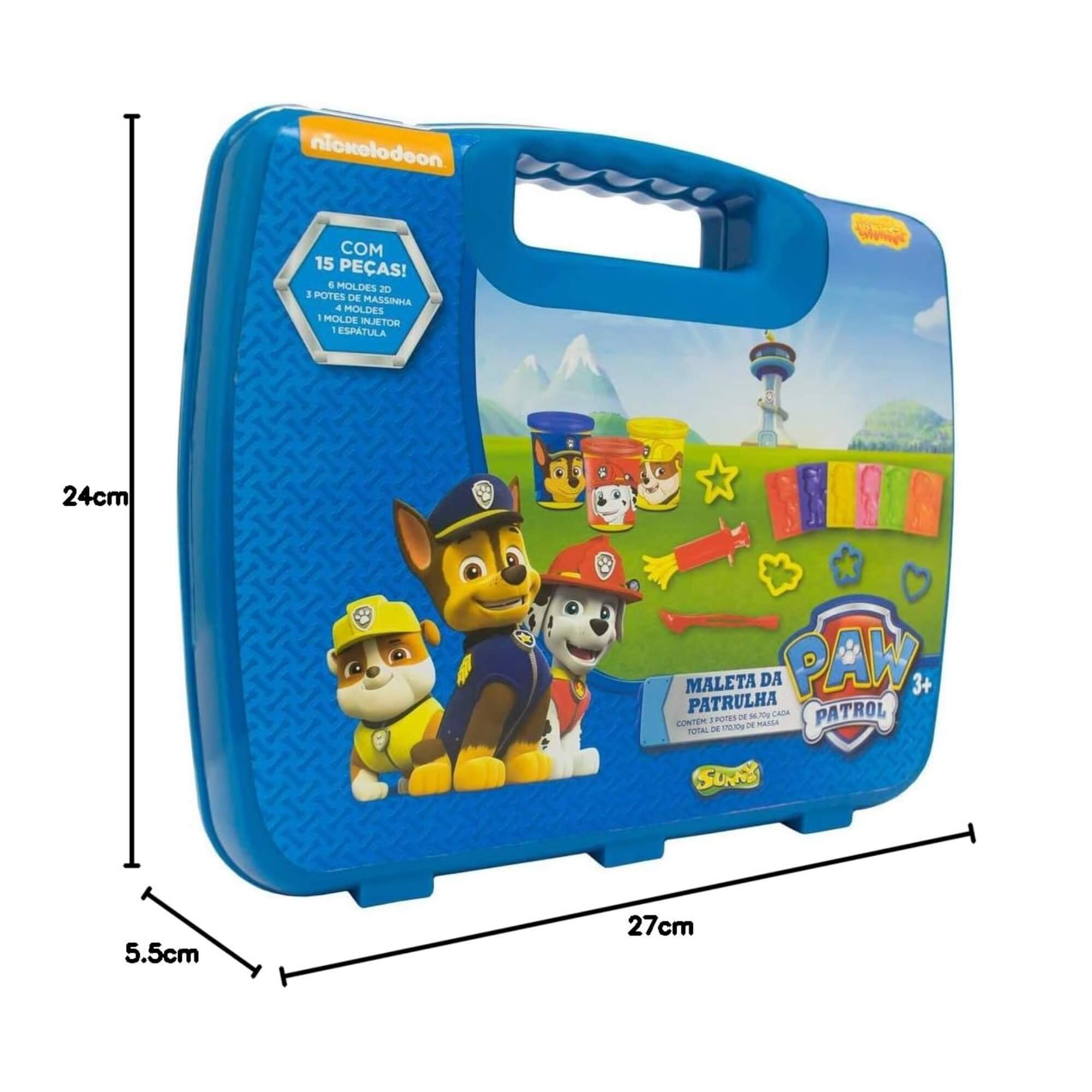 COMP Kit Boneco Gigante Chase Articulado + Maleta de Massinha Patrulha Canina