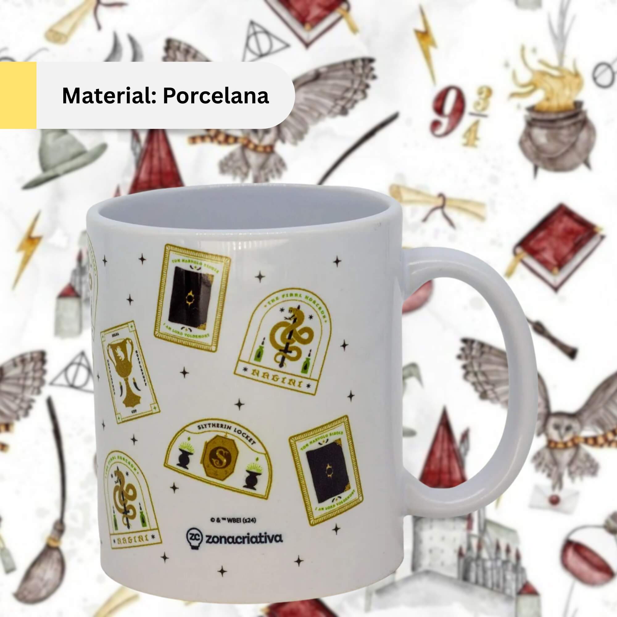 COMP Kit Caneca Porcelana 350ml Harry Potter + Baralho Duplo 110 Cartas Copag