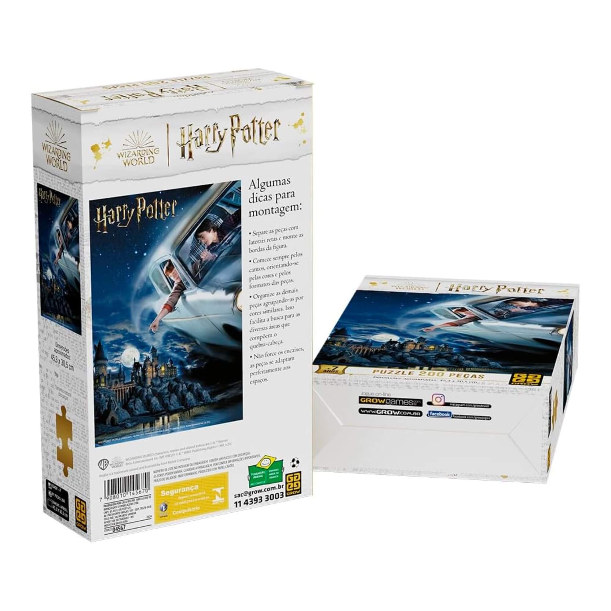 COMP Kit Harry Potter Quebra-Cabeça 200 Peças + Baralho Copag Estojo Duplo 110 Cartas