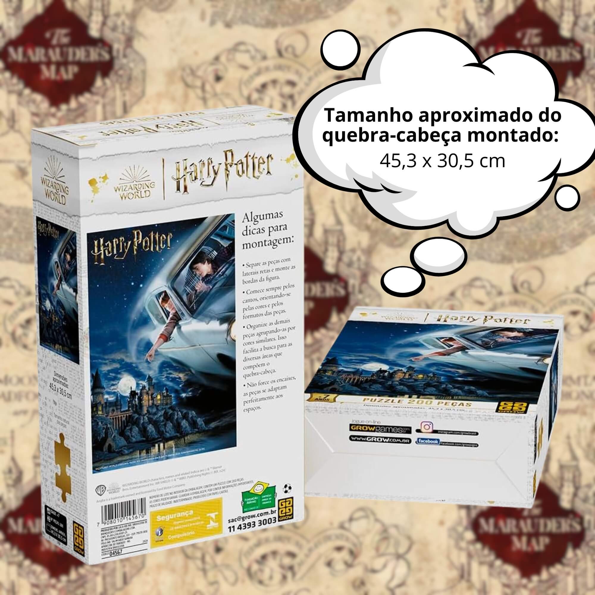 COMP Kit Harry Potter Quebra-Cabeça 200 Peças + Baralho Copag Ilustrado Colecionável