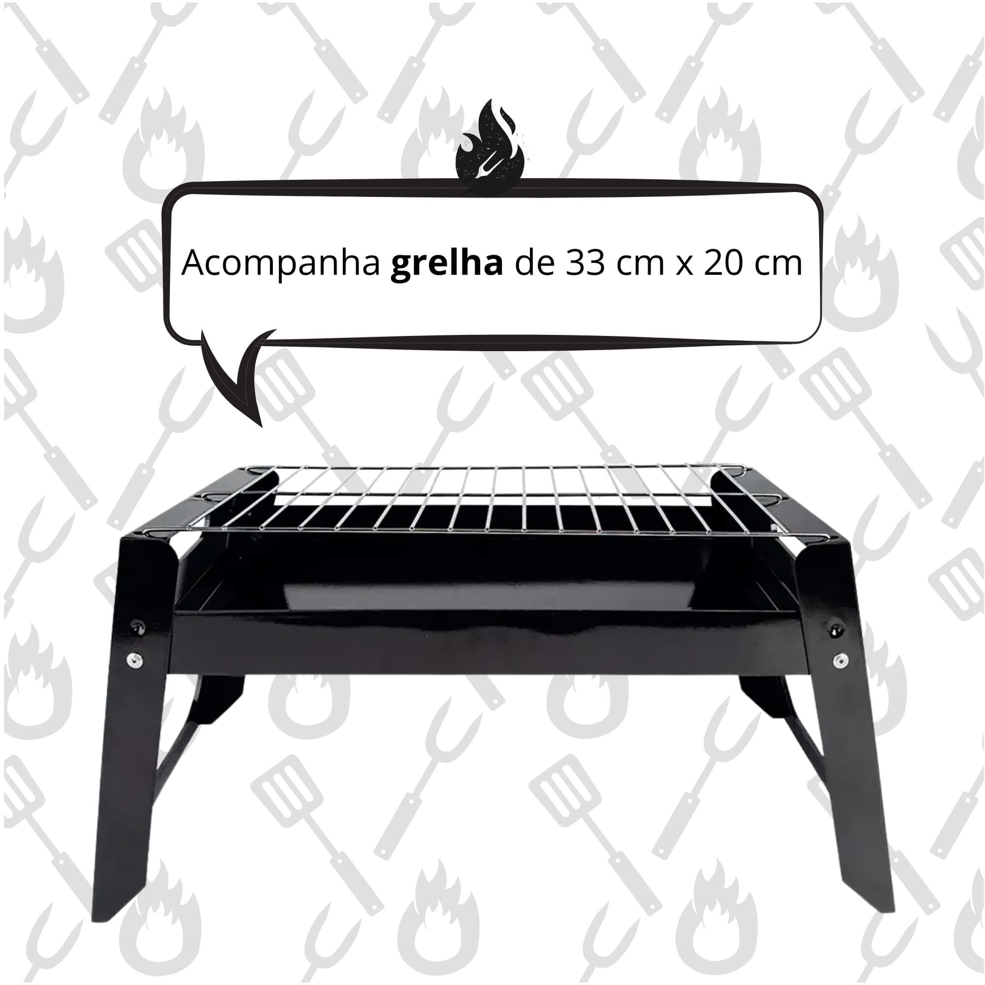 COMP Kit Churrasco Completo Bel – Churrasqueira Portátil Dallas + Kit Inox 16 Peças